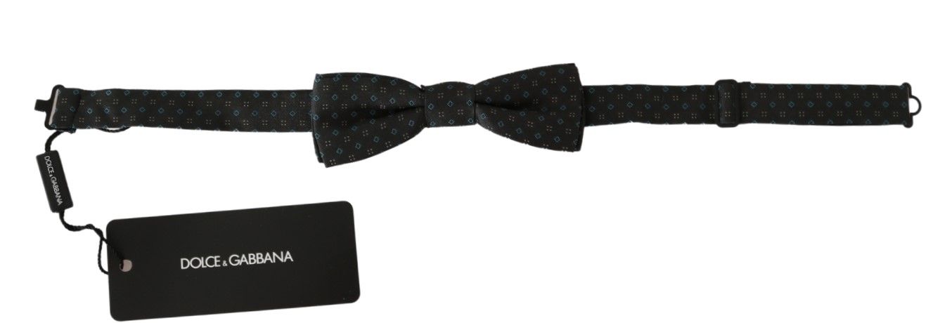 Dolce &amp; Gabbana Elegante Seidenfliege mit grauem Muster