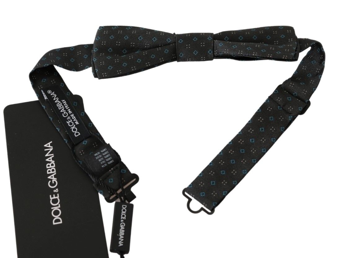 Dolce &amp; Gabbana Elegante Seidenfliege mit grauem Muster