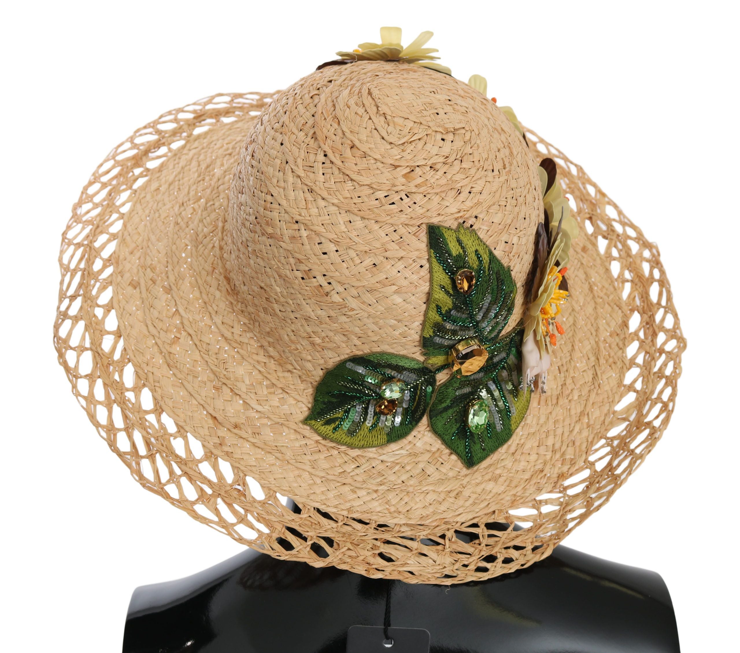 Pălărie elegantă cu imprimeu floral bej Dolce &amp; Gabbana