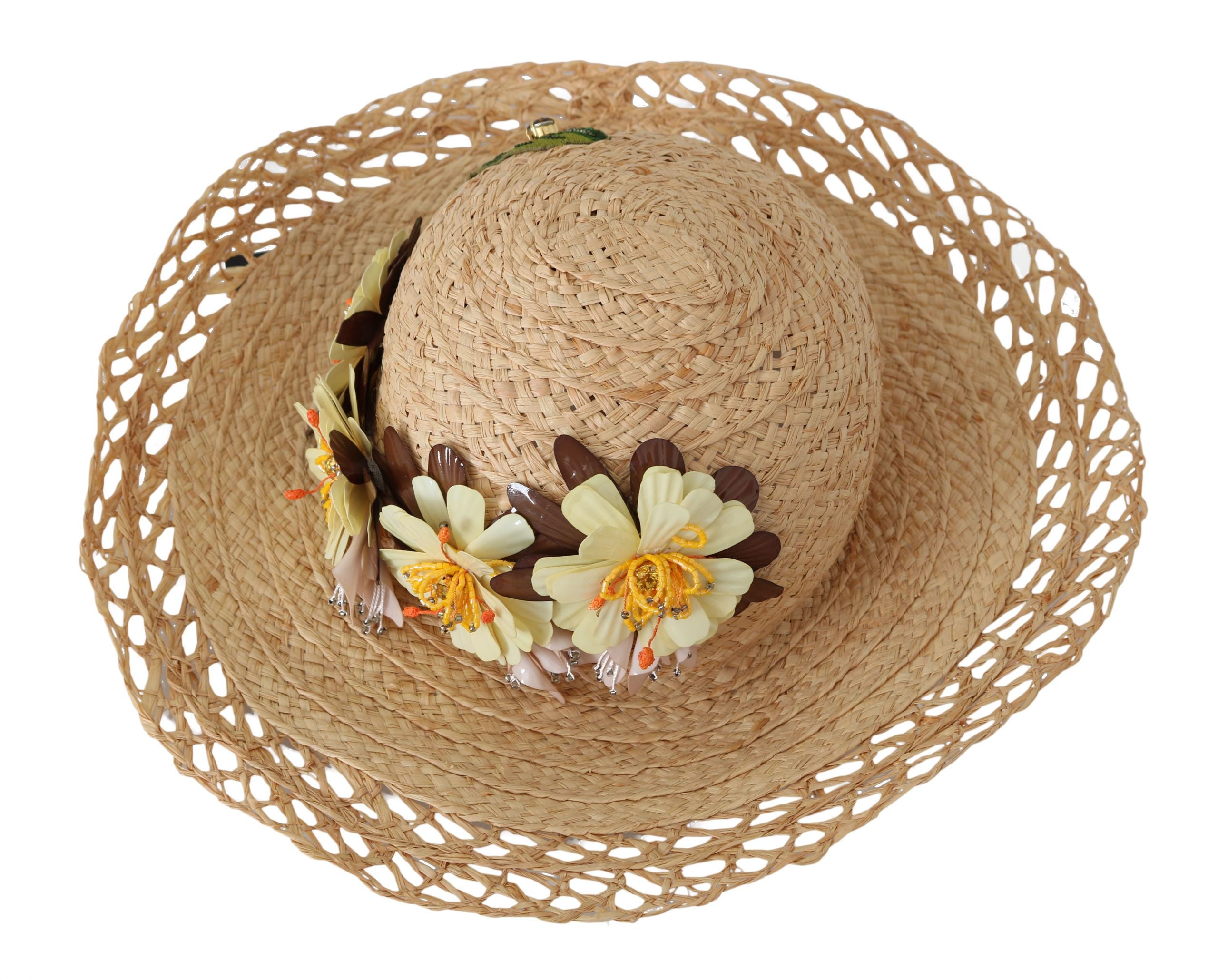 Pălărie elegantă cu imprimeu floral bej Dolce &amp; Gabbana