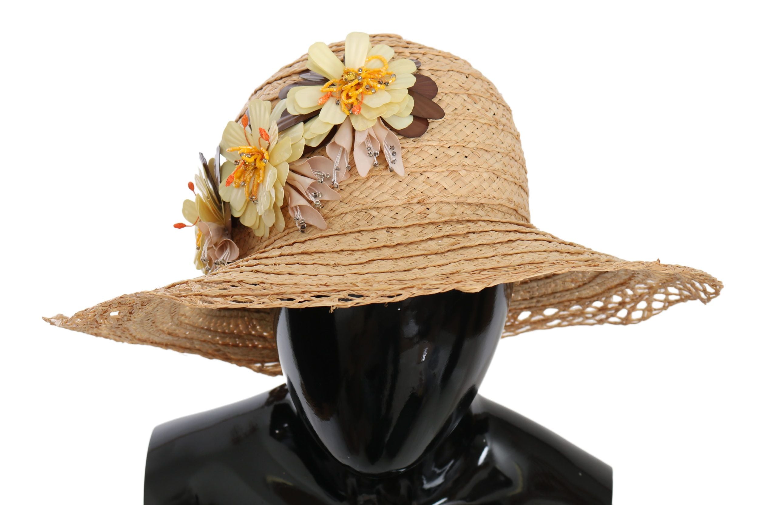 Pălărie elegantă cu imprimeu floral bej Dolce &amp; Gabbana