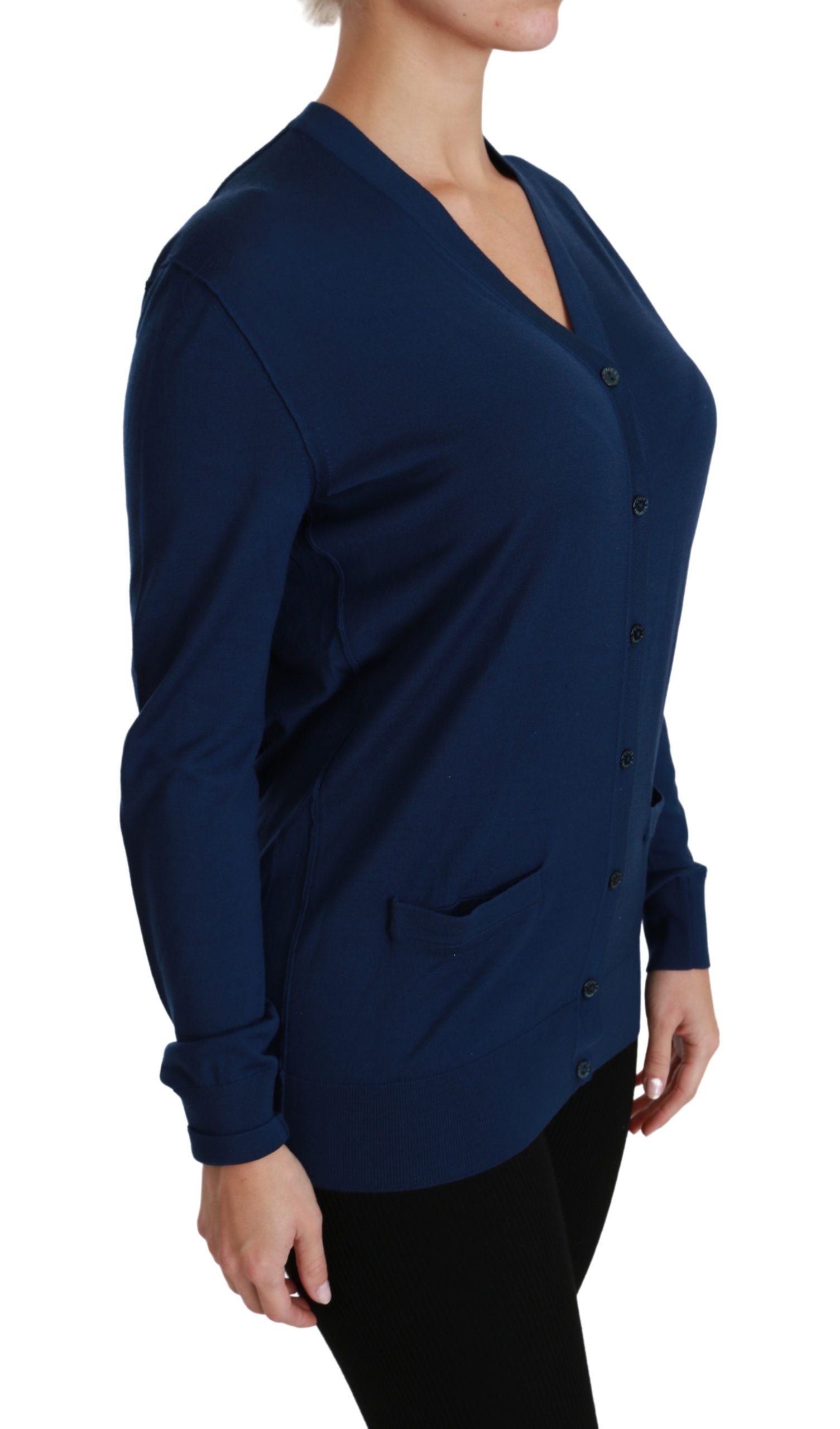 Dolce &amp; Gabbana Elegante blaue Strickjacke aus Schurwolle