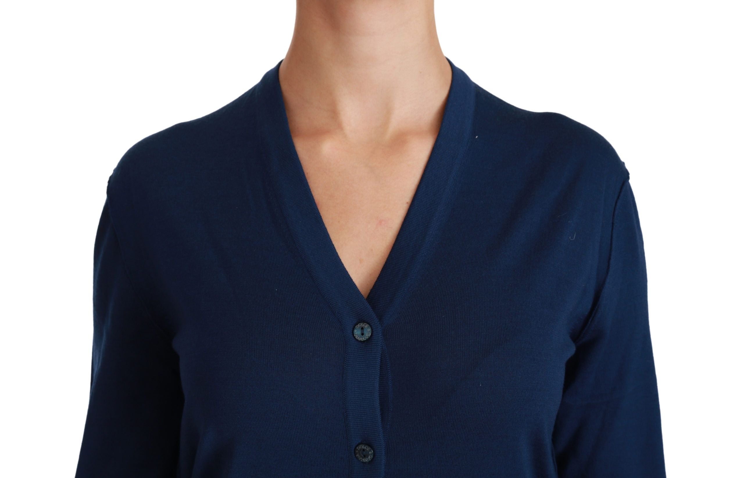 Cardigan elegant din lână virgină albastră Dolce &amp; Gabbana