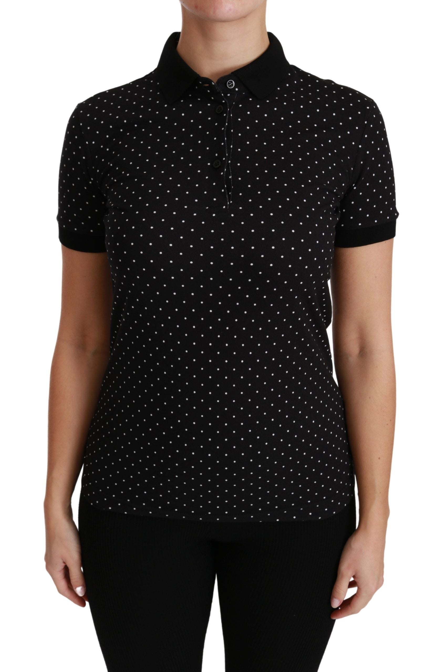 Dolce &amp; Gabbana Elegantes schwarz gepunktetes Poloshirt