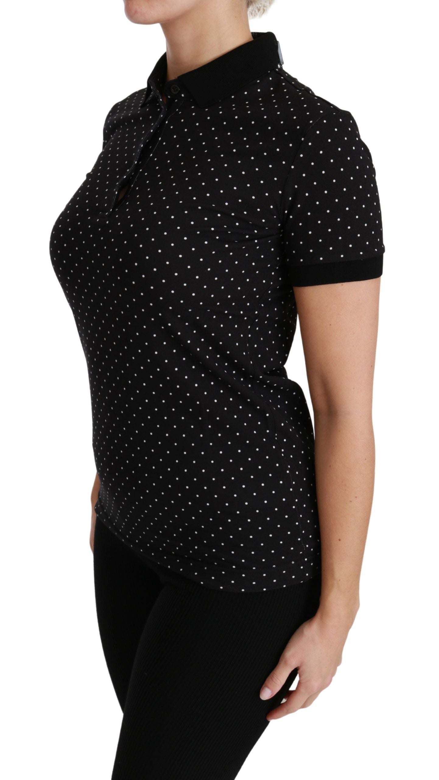 Dolce &amp; Gabbana Elegantes schwarz gepunktetes Poloshirt