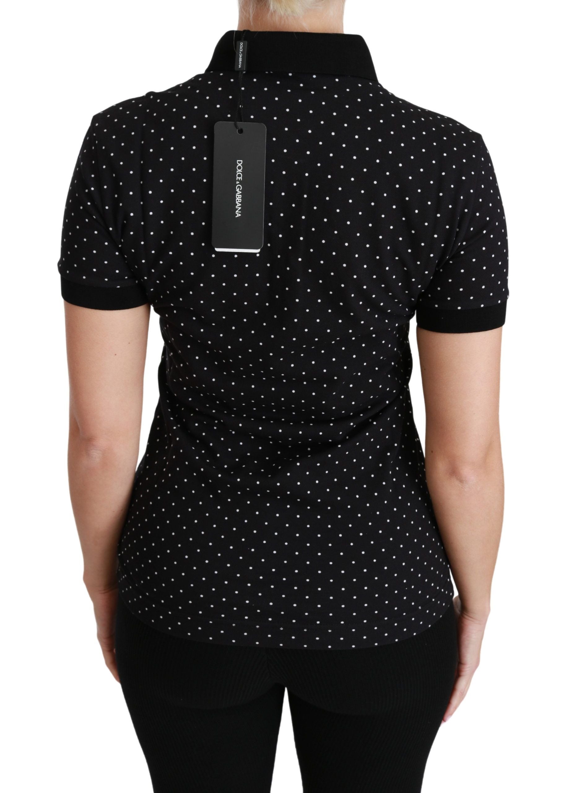 Dolce &amp; Gabbana Elegantes schwarz gepunktetes Poloshirt