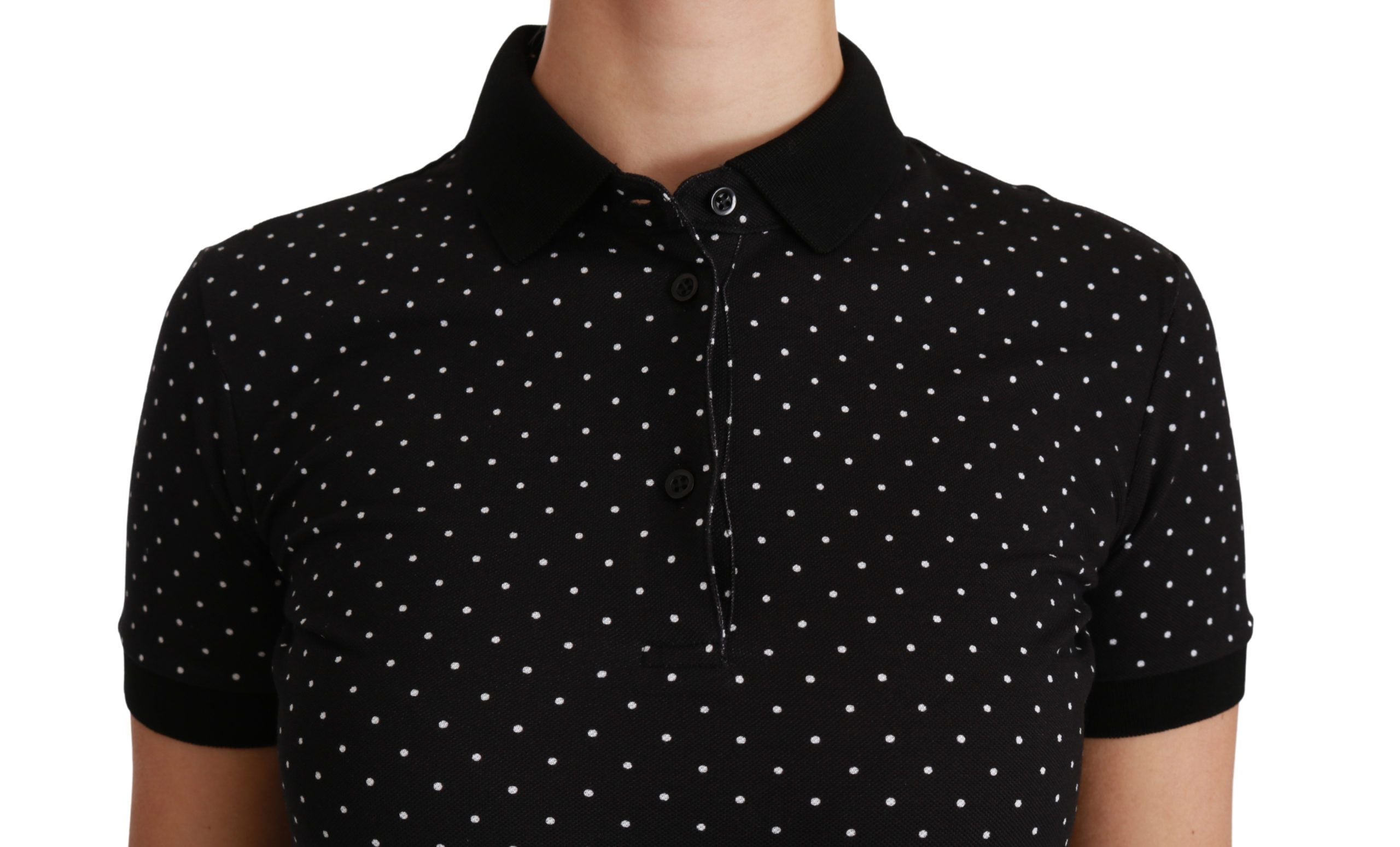Dolce &amp; Gabbana Elegantes schwarz gepunktetes Poloshirt