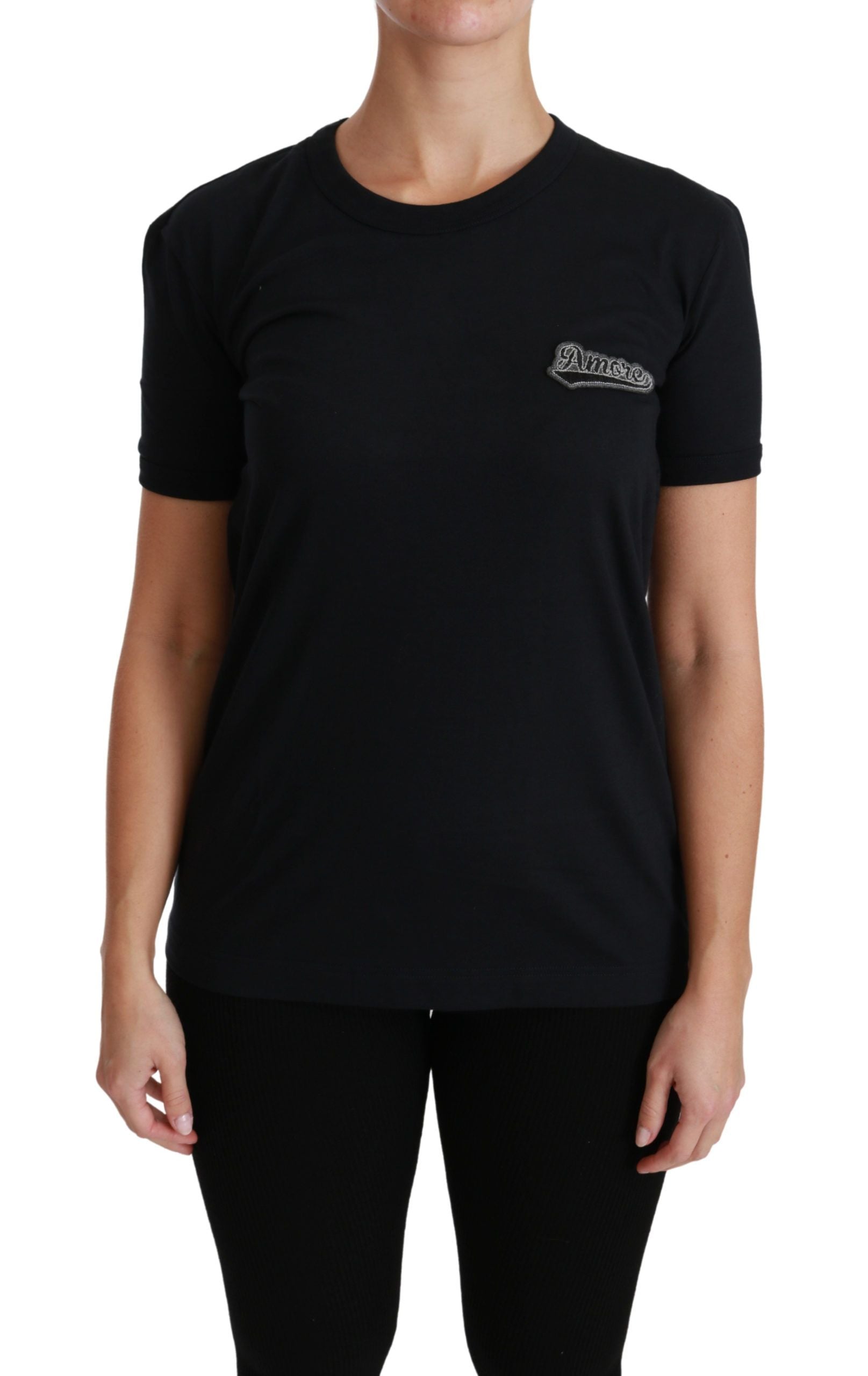 Dolce &amp; Gabbana Elegantes blaues Amore-T-Shirt mit Rundhalsausschnitt