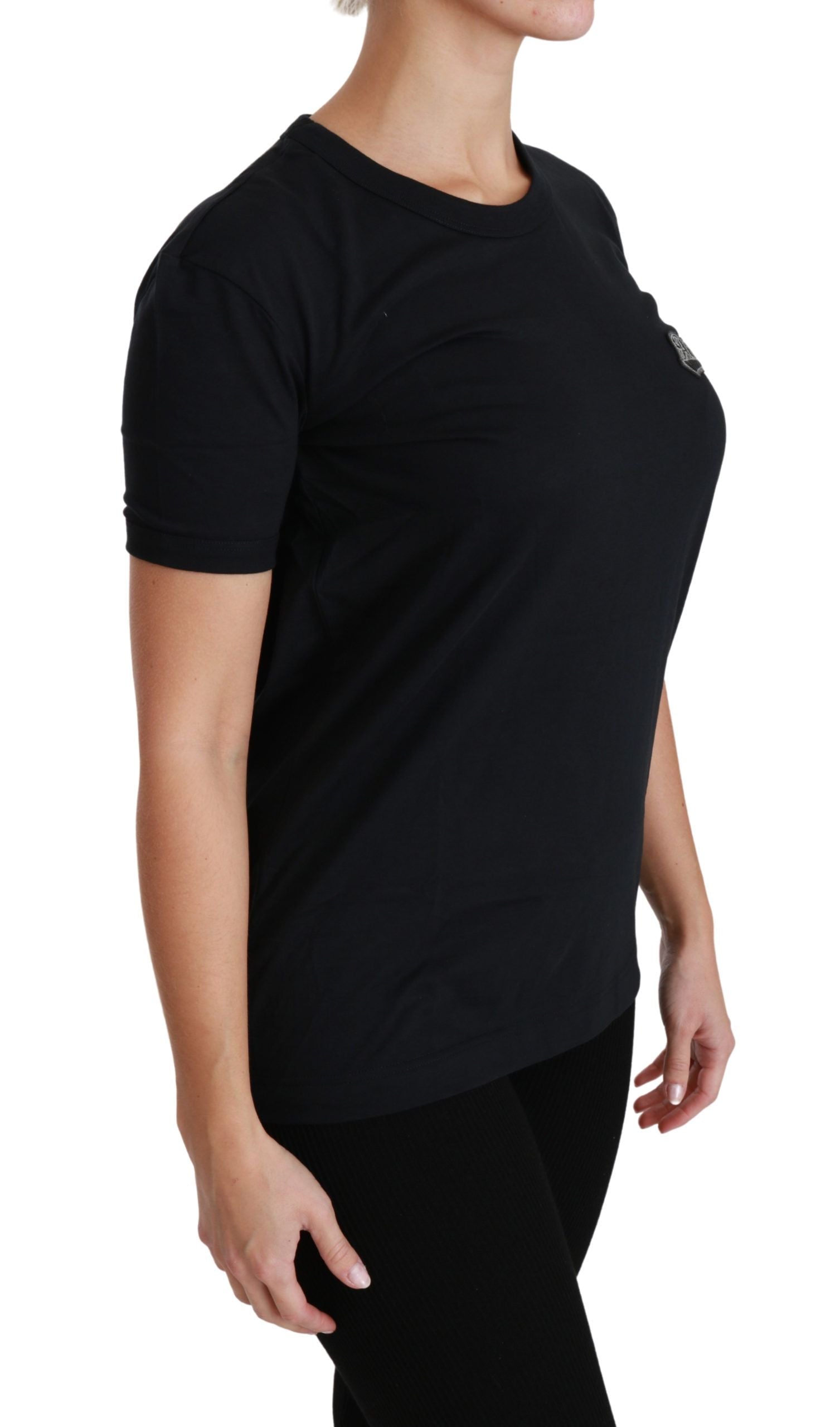 Dolce &amp; Gabbana Elegantes blaues Amore-T-Shirt mit Rundhalsausschnitt