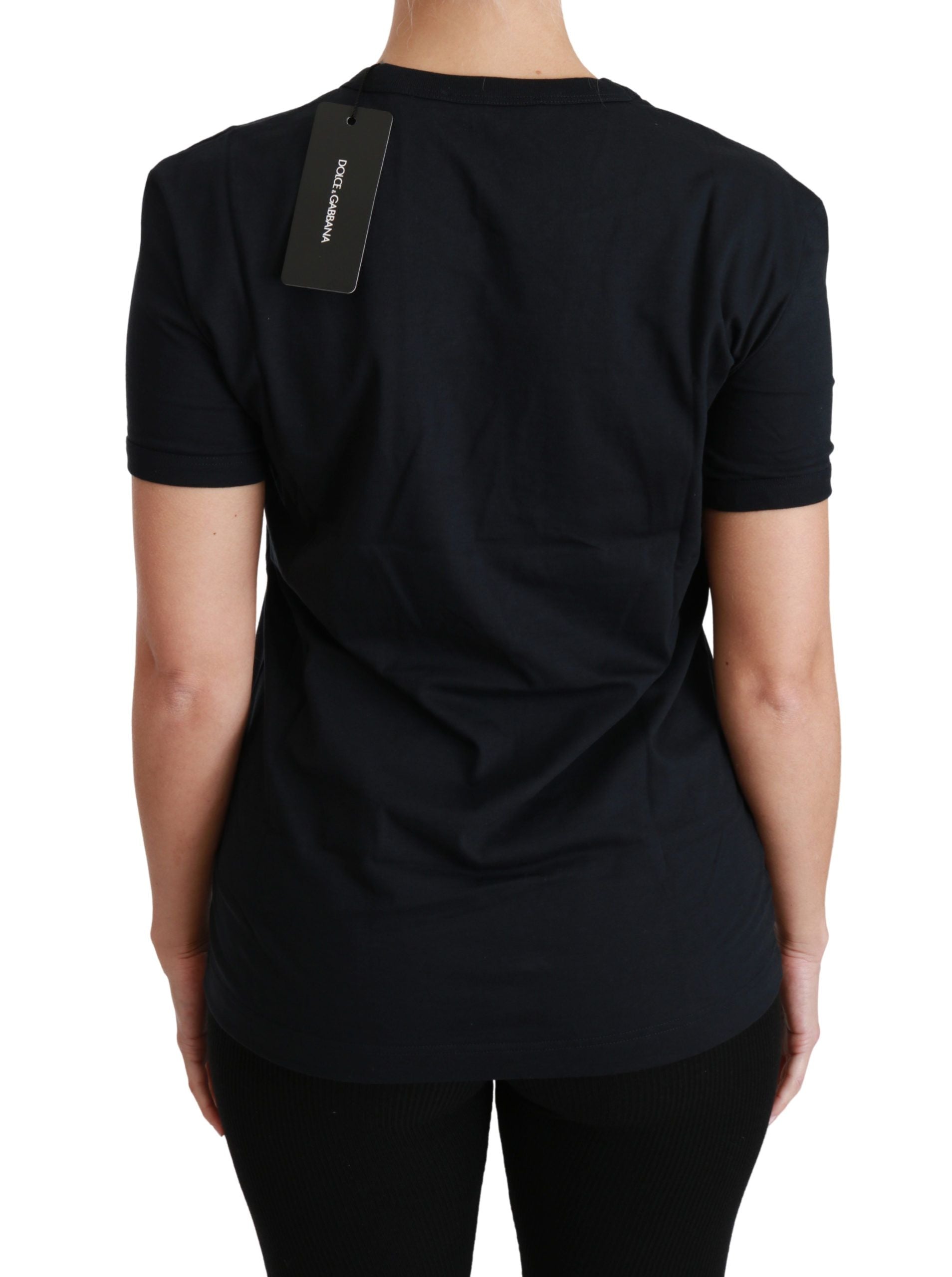 Dolce &amp; Gabbana Elegantes blaues Amore-T-Shirt mit Rundhalsausschnitt