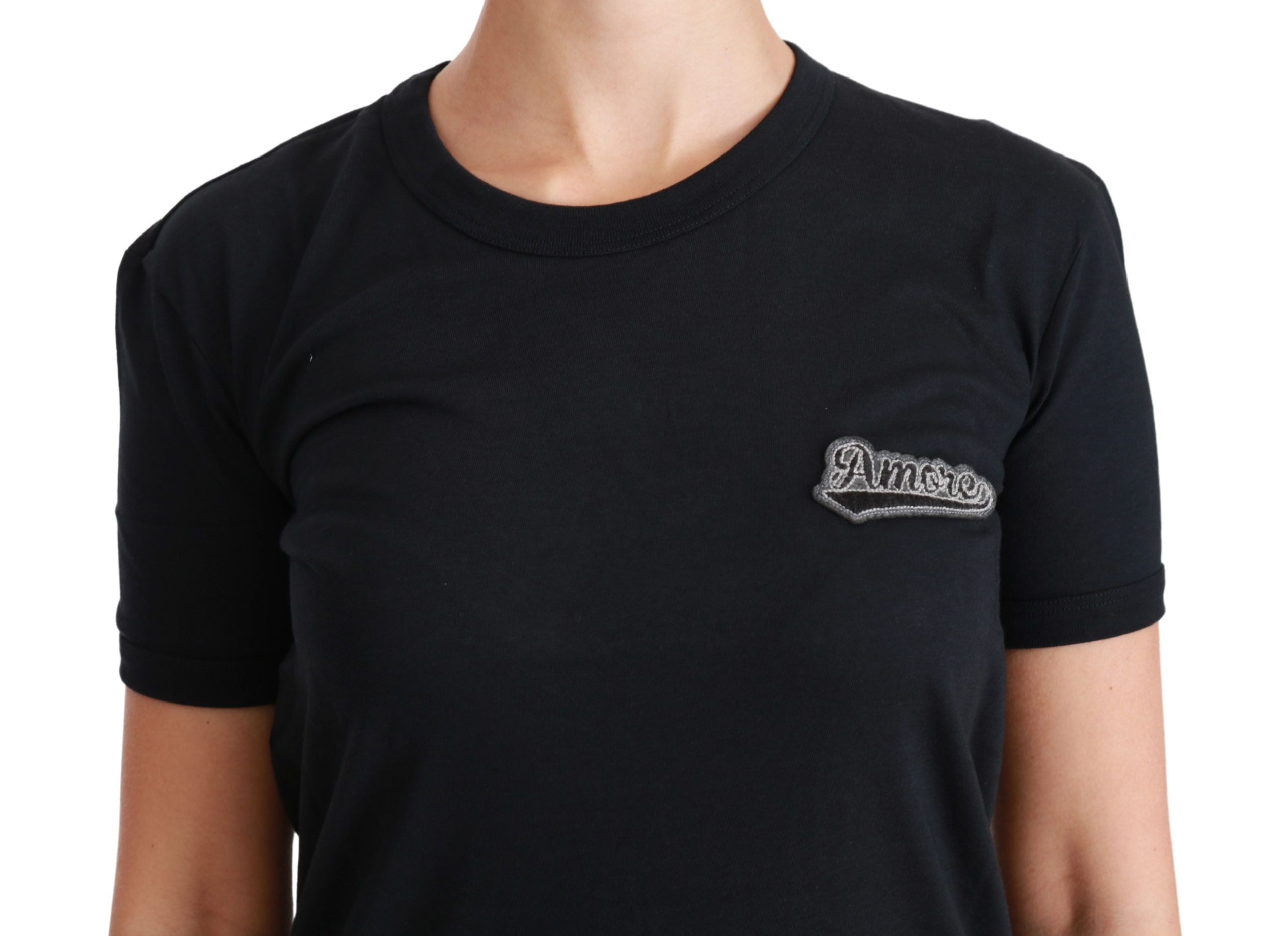 Dolce &amp; Gabbana Elegantes blaues Amore-T-Shirt mit Rundhalsausschnitt