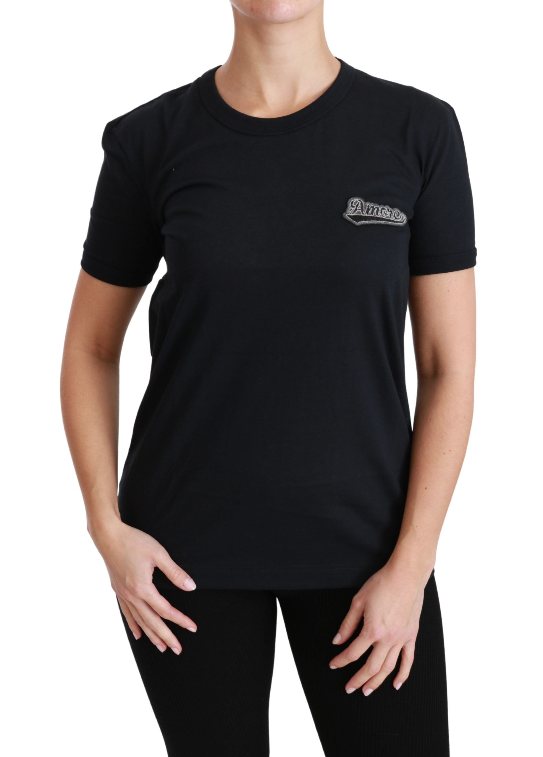 Dolce &amp; Gabbana Elegantes blaues Amore-T-Shirt mit Rundhalsausschnitt
