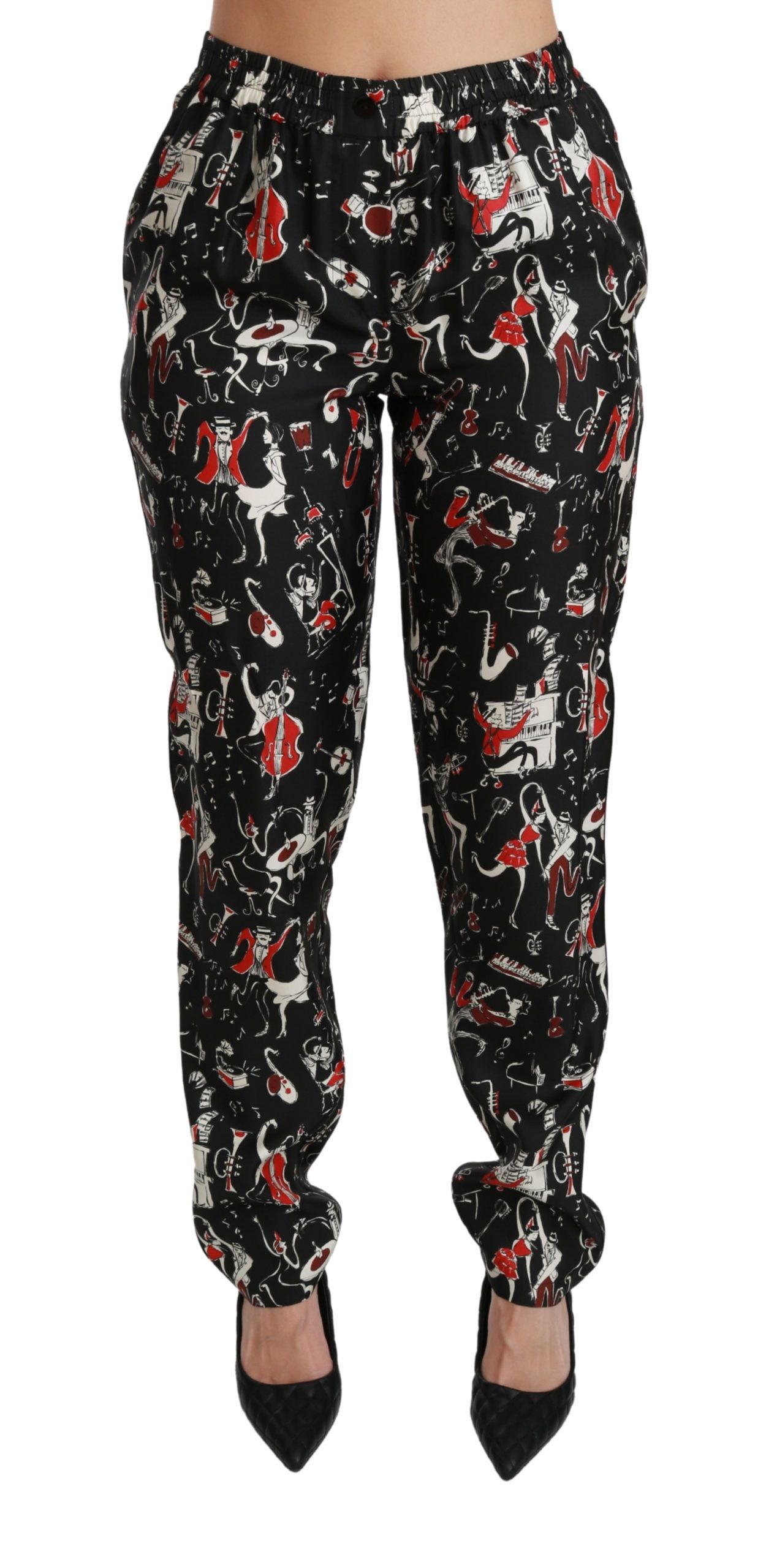 Dolce &amp; Gabbana – Elegante Slim-Fit-Hose aus Seide mit mittelhohem Bund