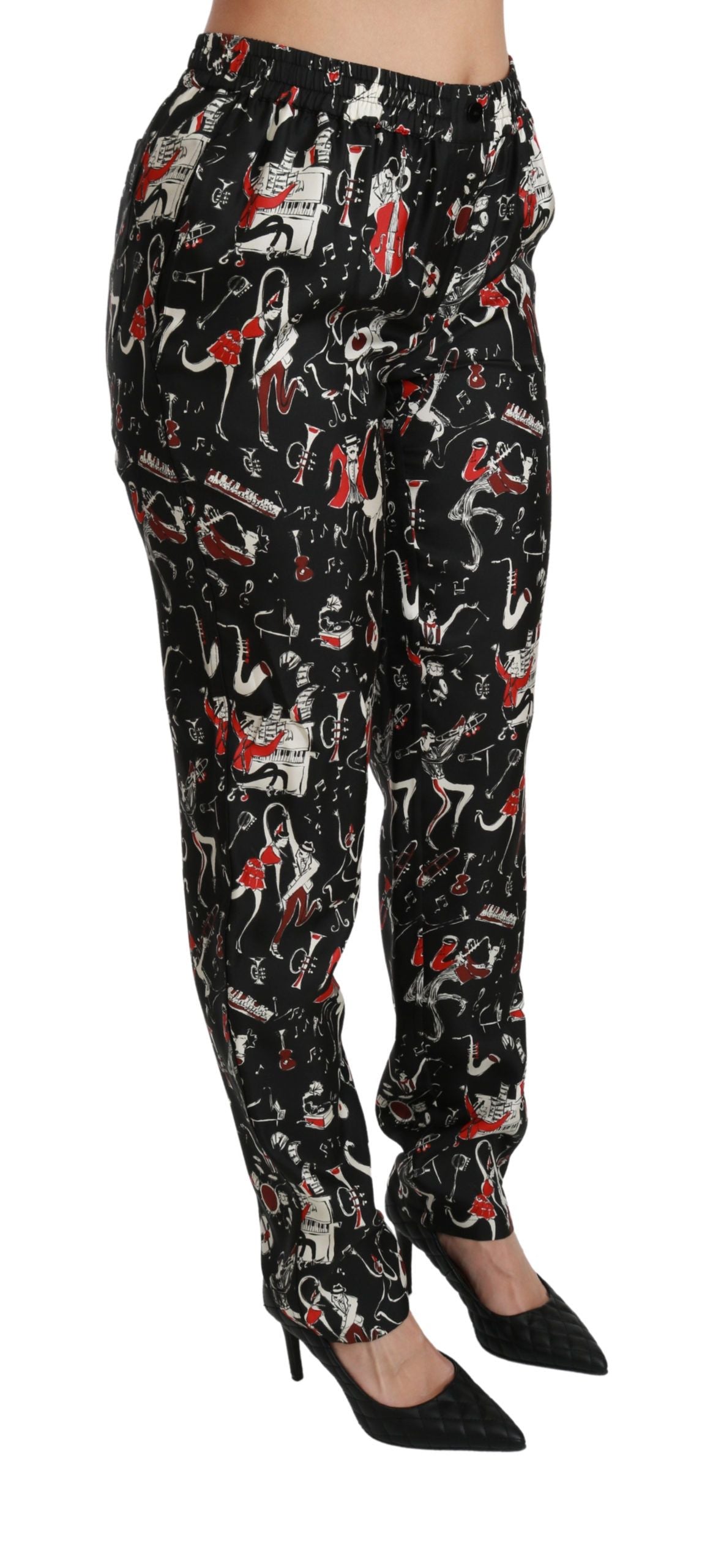 Dolce &amp; Gabbana – Elegante Slim-Fit-Hose aus Seide mit mittelhohem Bund