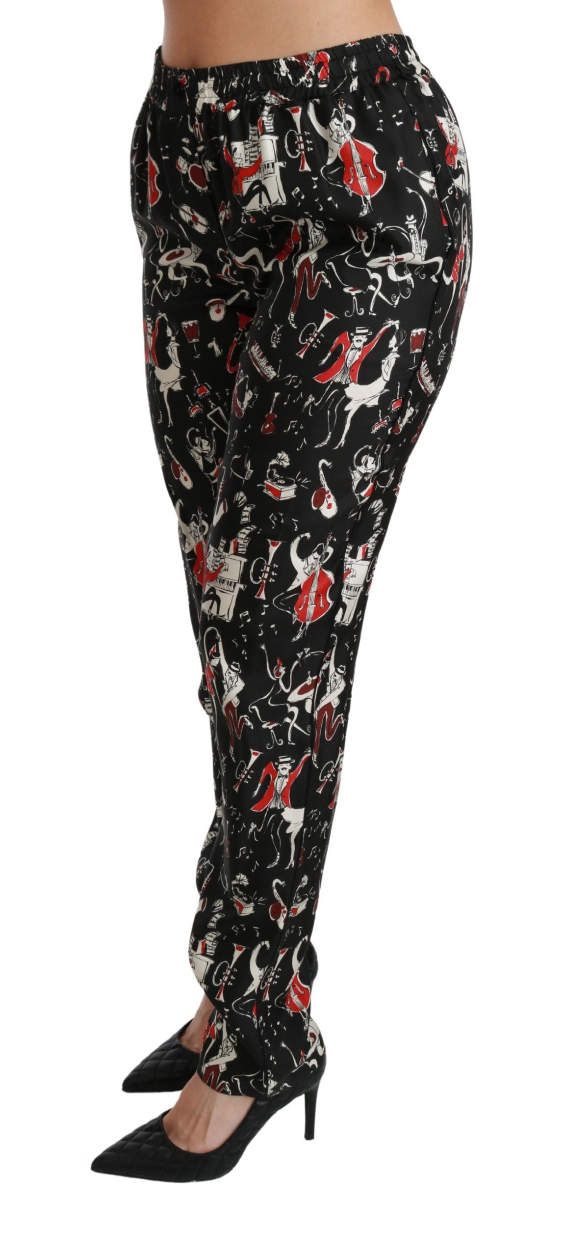 Dolce &amp; Gabbana – Elegante Slim-Fit-Hose aus Seide mit mittelhohem Bund