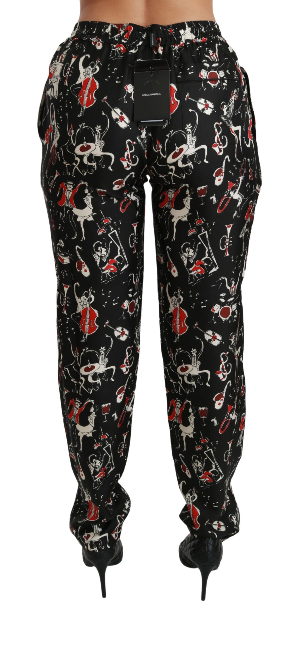 Dolce &amp; Gabbana – Elegante Slim-Fit-Hose aus Seide mit mittelhohem Bund