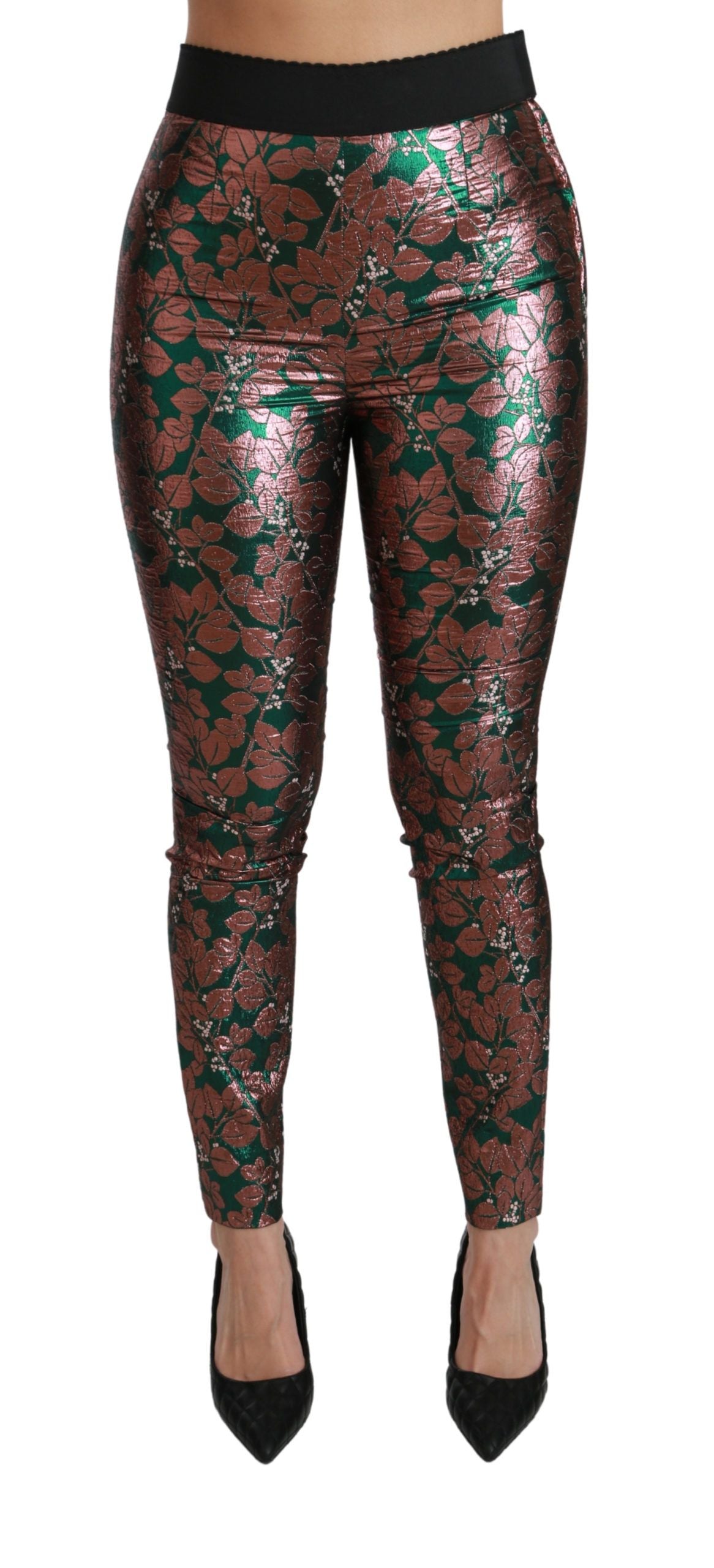 Dolce &amp; Gabbana Elegante Hose mit bronzefarbenem Blatt-Metallic