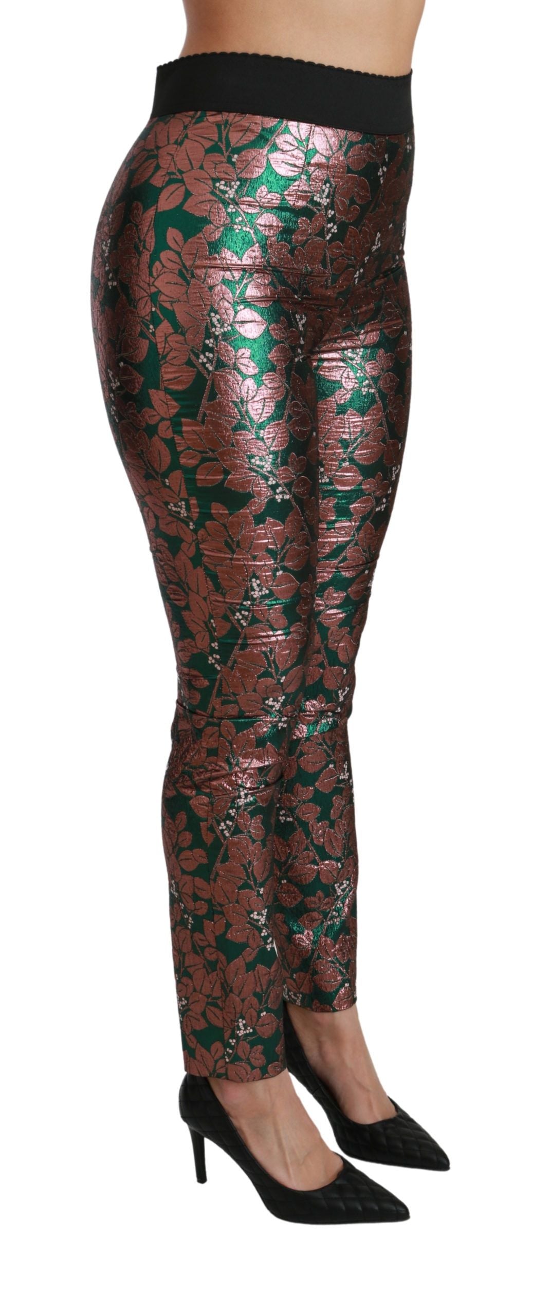 Dolce &amp; Gabbana Elegante Hose mit bronzefarbenem Blatt-Metallic