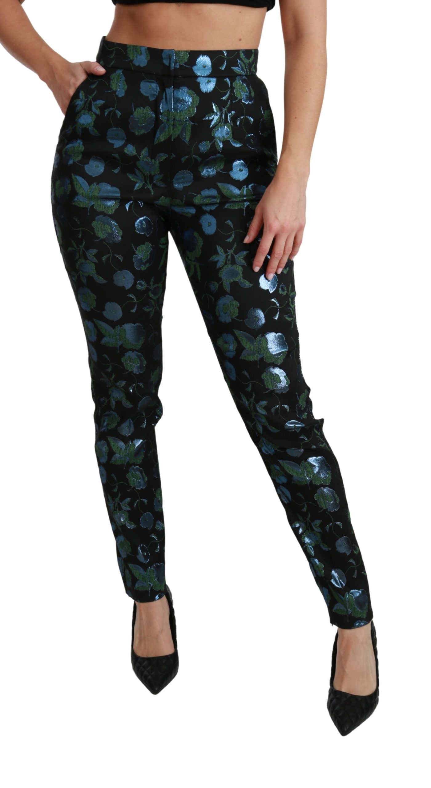 Dolce &amp; Gabbana – Enge Hose mit Blumenmuster und hoher Taille