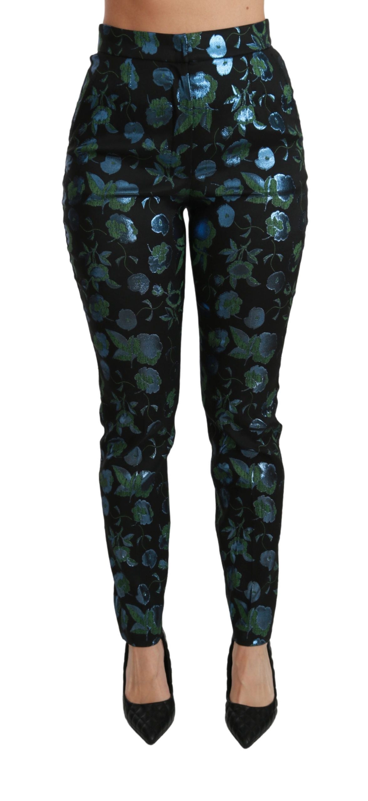 Dolce &amp; Gabbana – Enge Hose mit Blumenmuster und hoher Taille