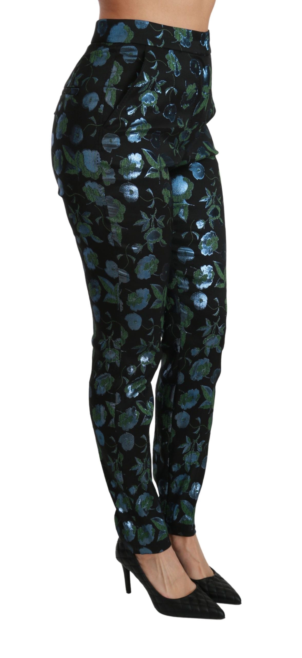 Dolce &amp; Gabbana – Enge Hose mit Blumenmuster und hoher Taille