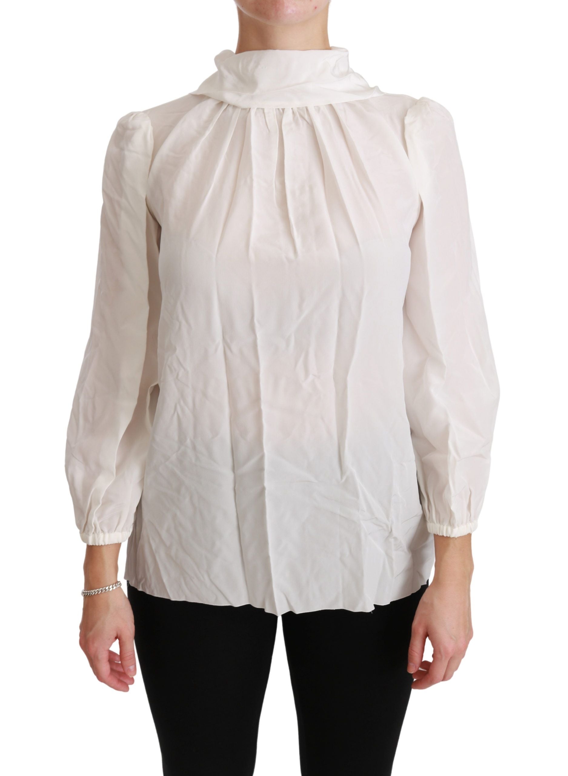 Dolce &amp; Gabbana Elegante weiße Rollkragenbluse aus Seide