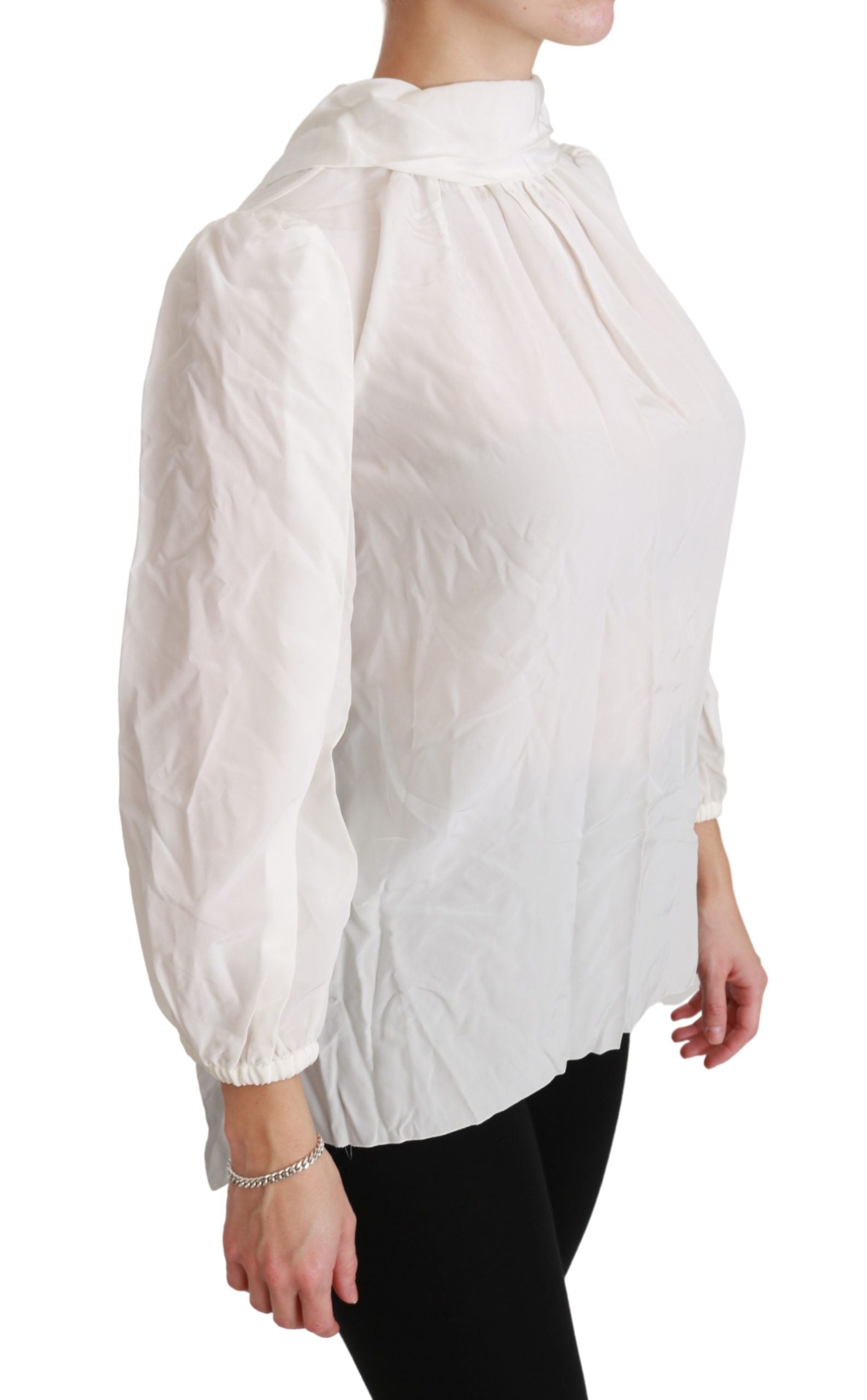 Dolce &amp; Gabbana Elegante weiße Rollkragenbluse aus Seide