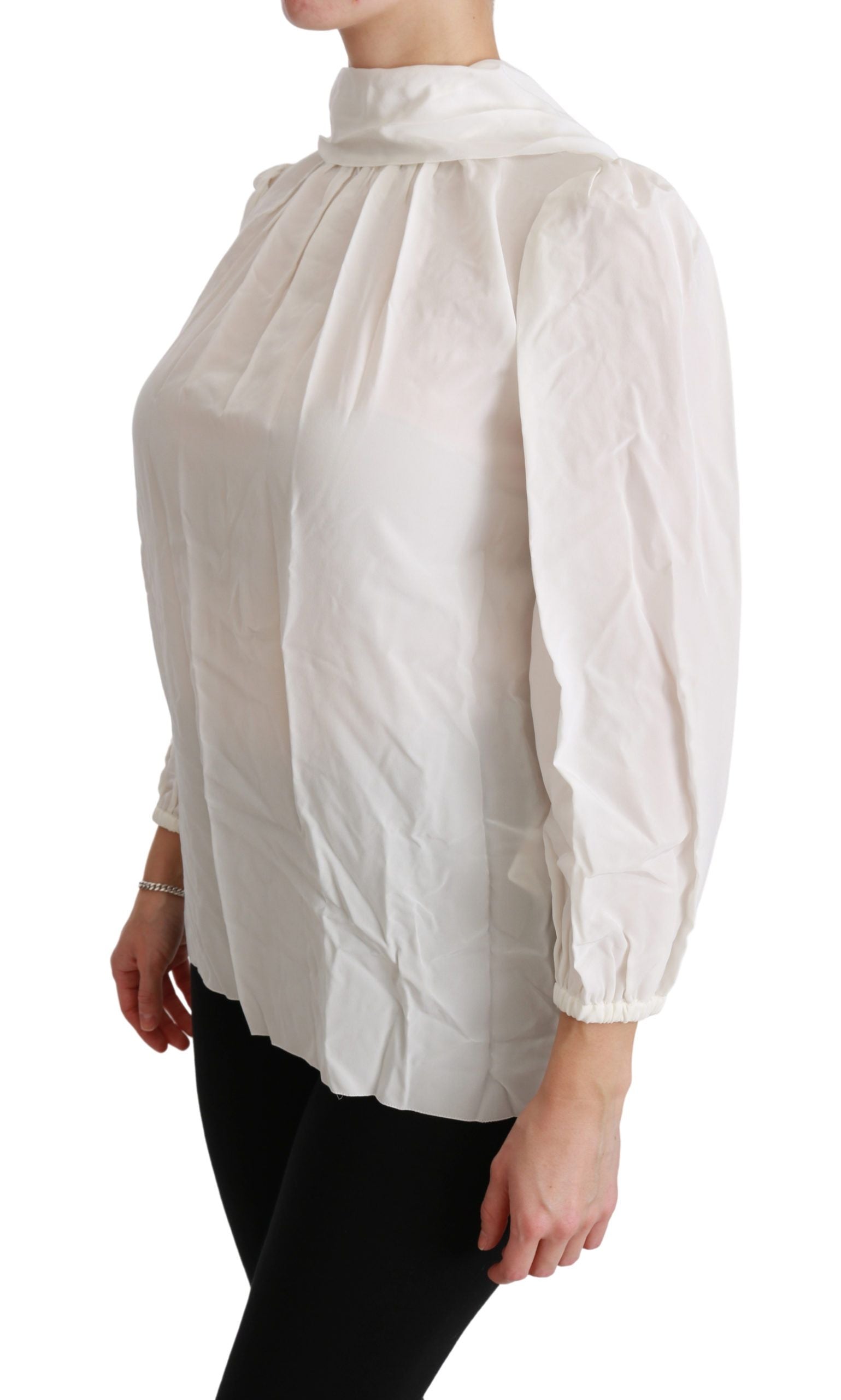 Dolce &amp; Gabbana Elegante weiße Rollkragenbluse aus Seide