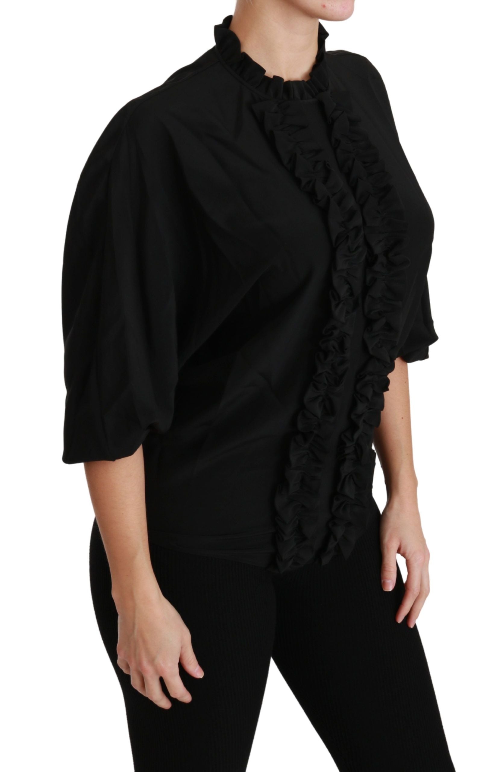 Dolce &amp; Gabbana Elegante schwarze Kurzarmbluse aus Seide