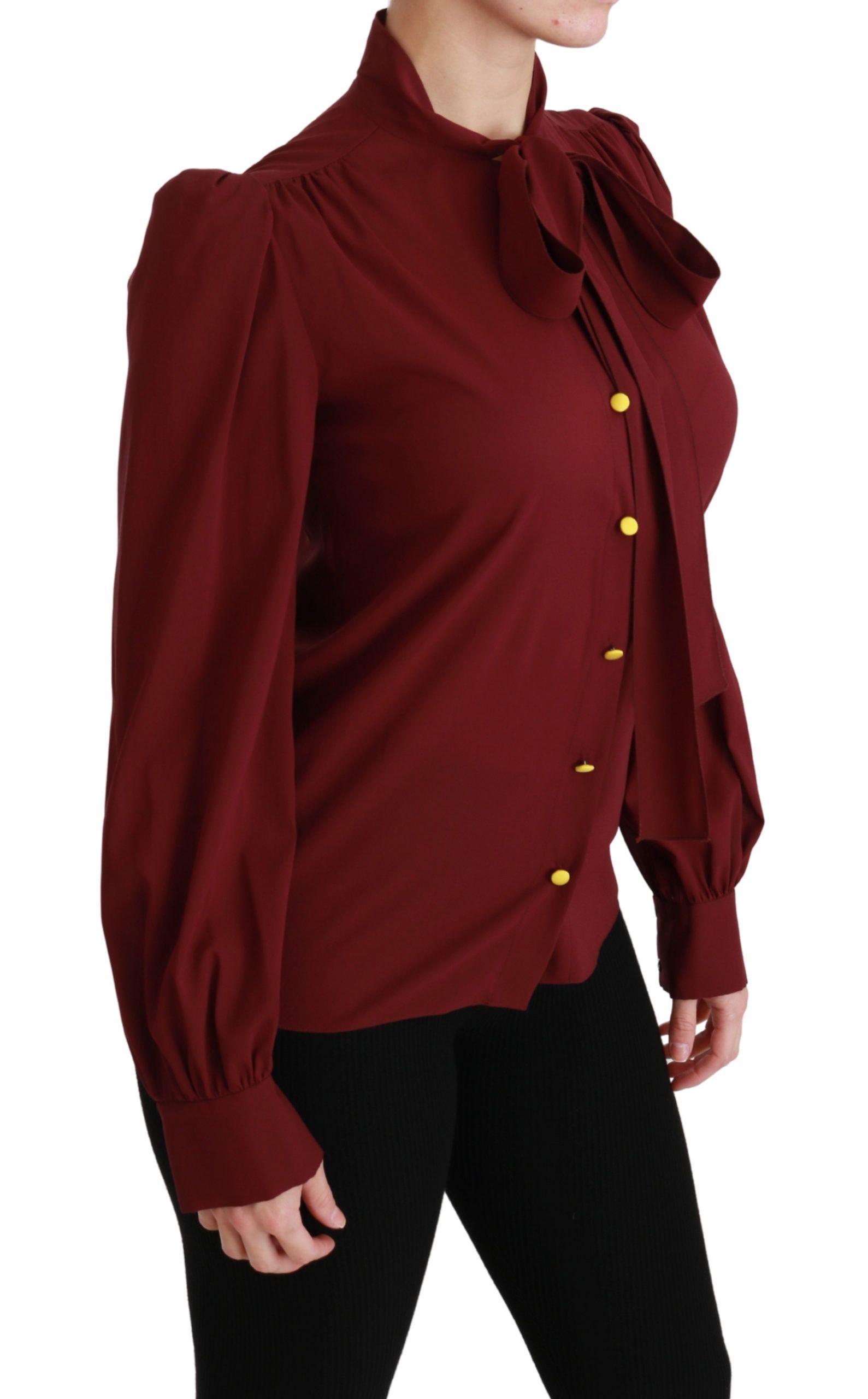 Dolce &amp; Gabbana Elegante kastanienbraune Polobluse aus Seidenmischung