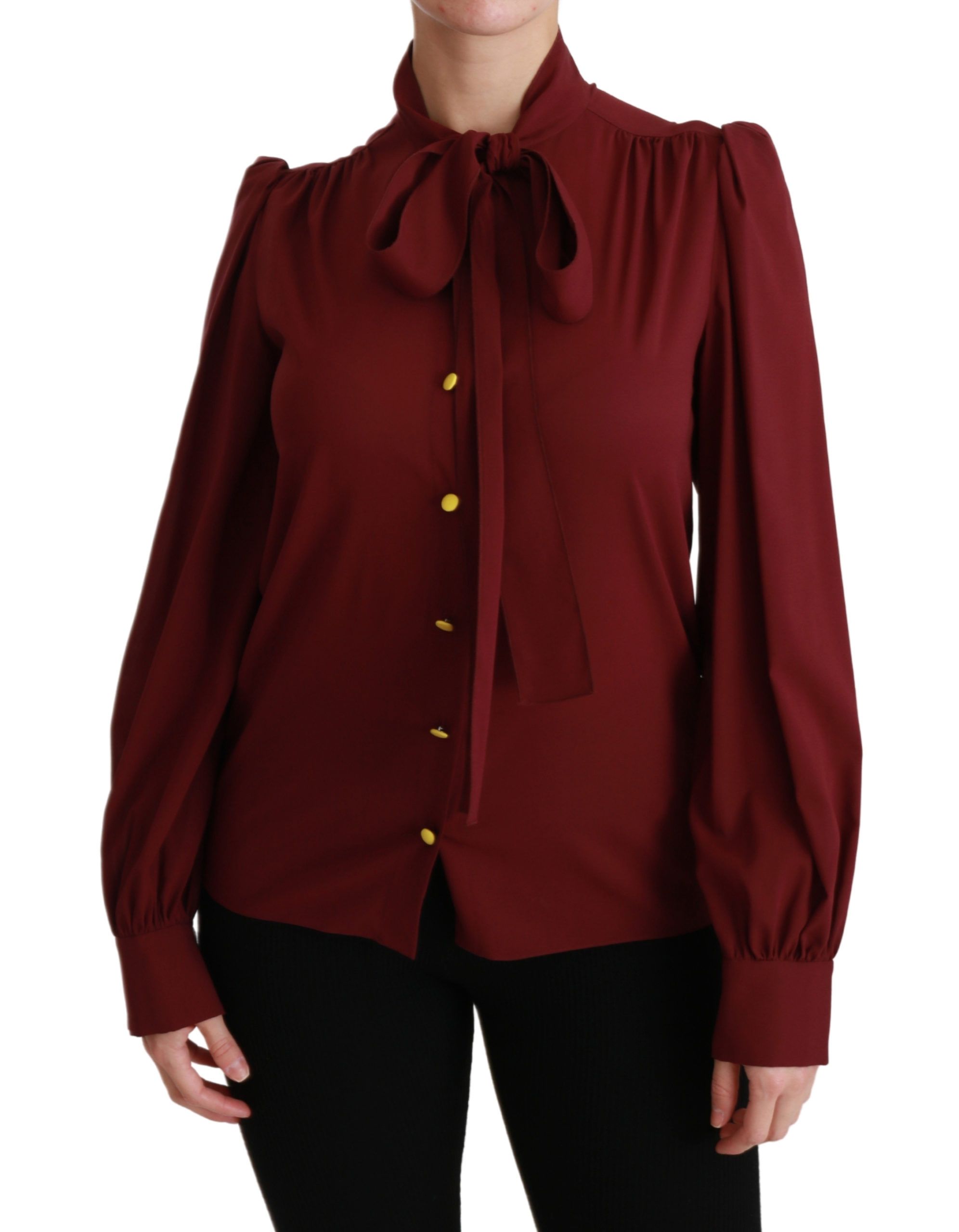 Dolce &amp; Gabbana Elegante kastanienbraune Polobluse aus Seidenmischung