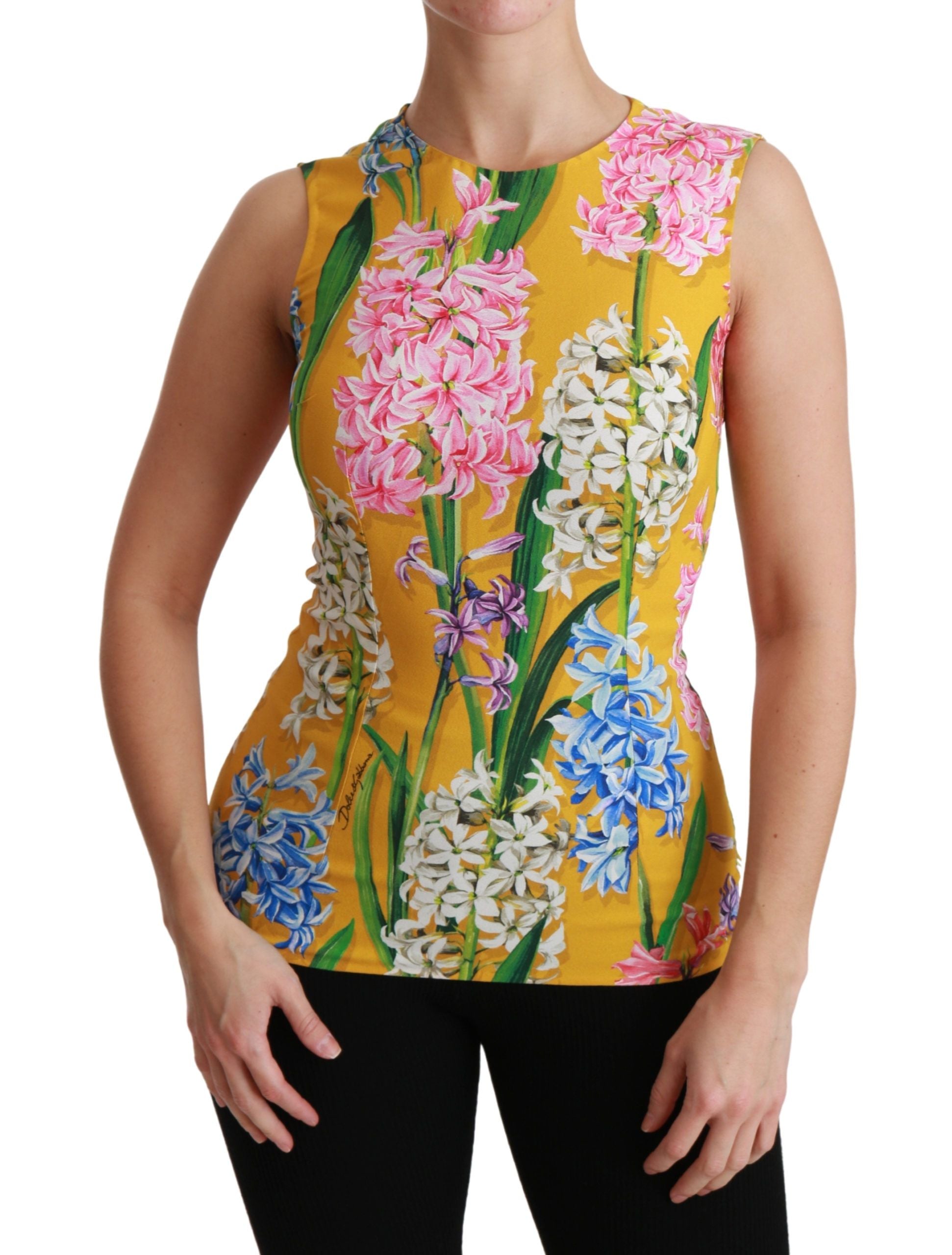 Dolce &amp; Gabbana Sunshine Ärmellose Bluse mit Rundhalsausschnitt und Blumenmuster