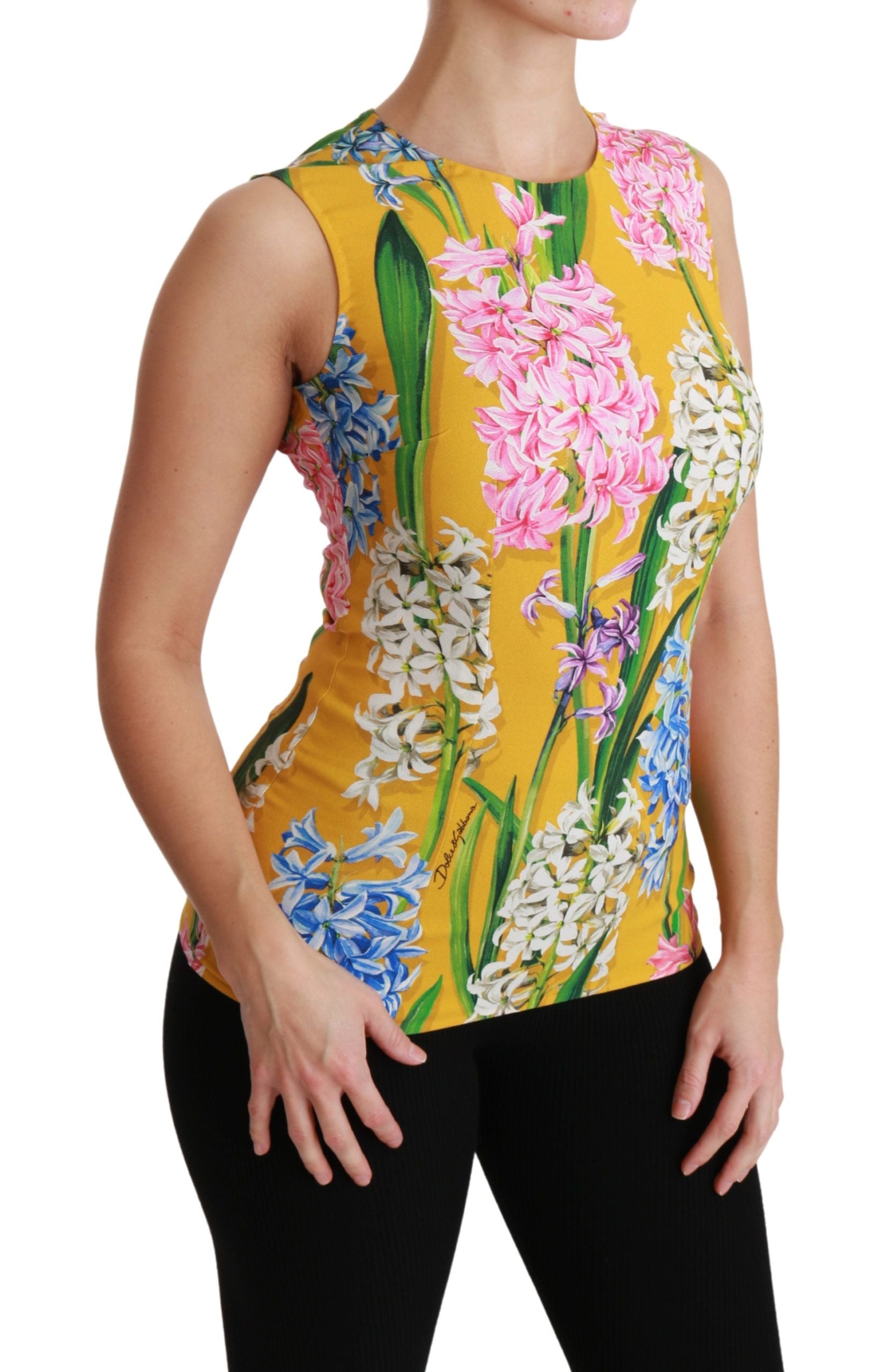 Dolce &amp; Gabbana Sunshine Ärmellose Bluse mit Rundhalsausschnitt und Blumenmuster