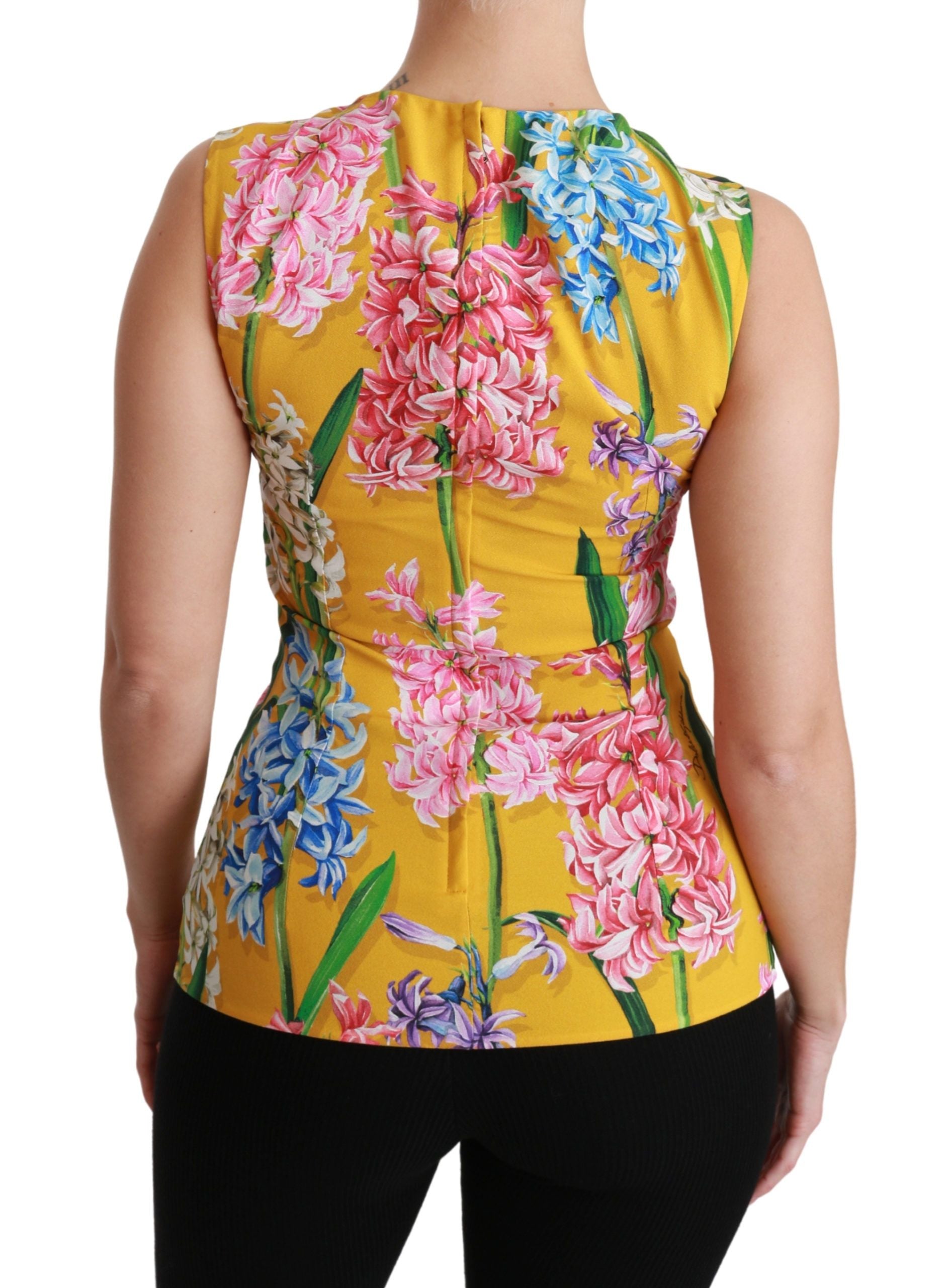 Dolce &amp; Gabbana Sunshine Ärmellose Bluse mit Rundhalsausschnitt und Blumenmuster