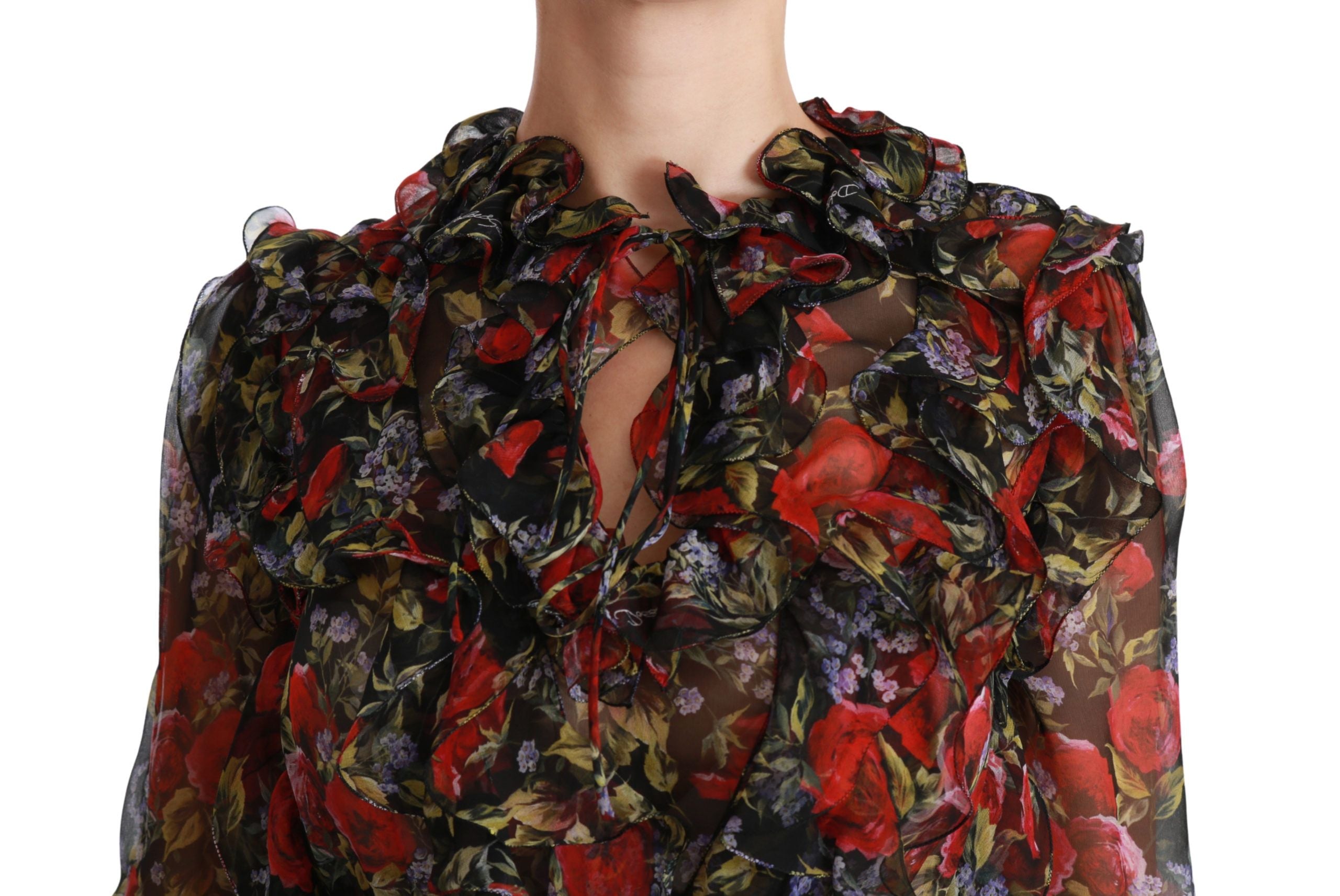 Dolce &amp; Gabbana Elegante Langarmbluse aus Seide mit Blumenmuster