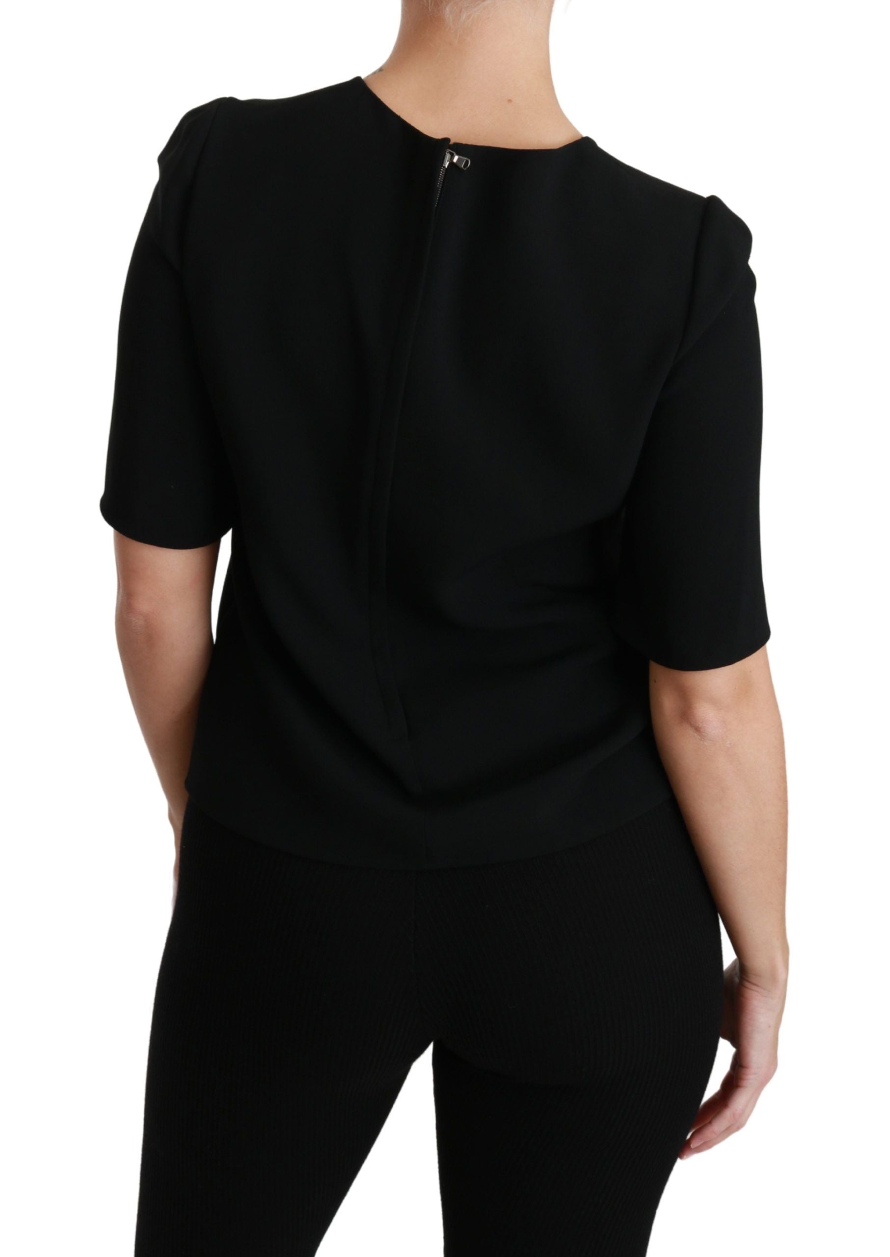 Dolce &amp; Gabbana Elegantes schwarzes Stretch-Blusetop