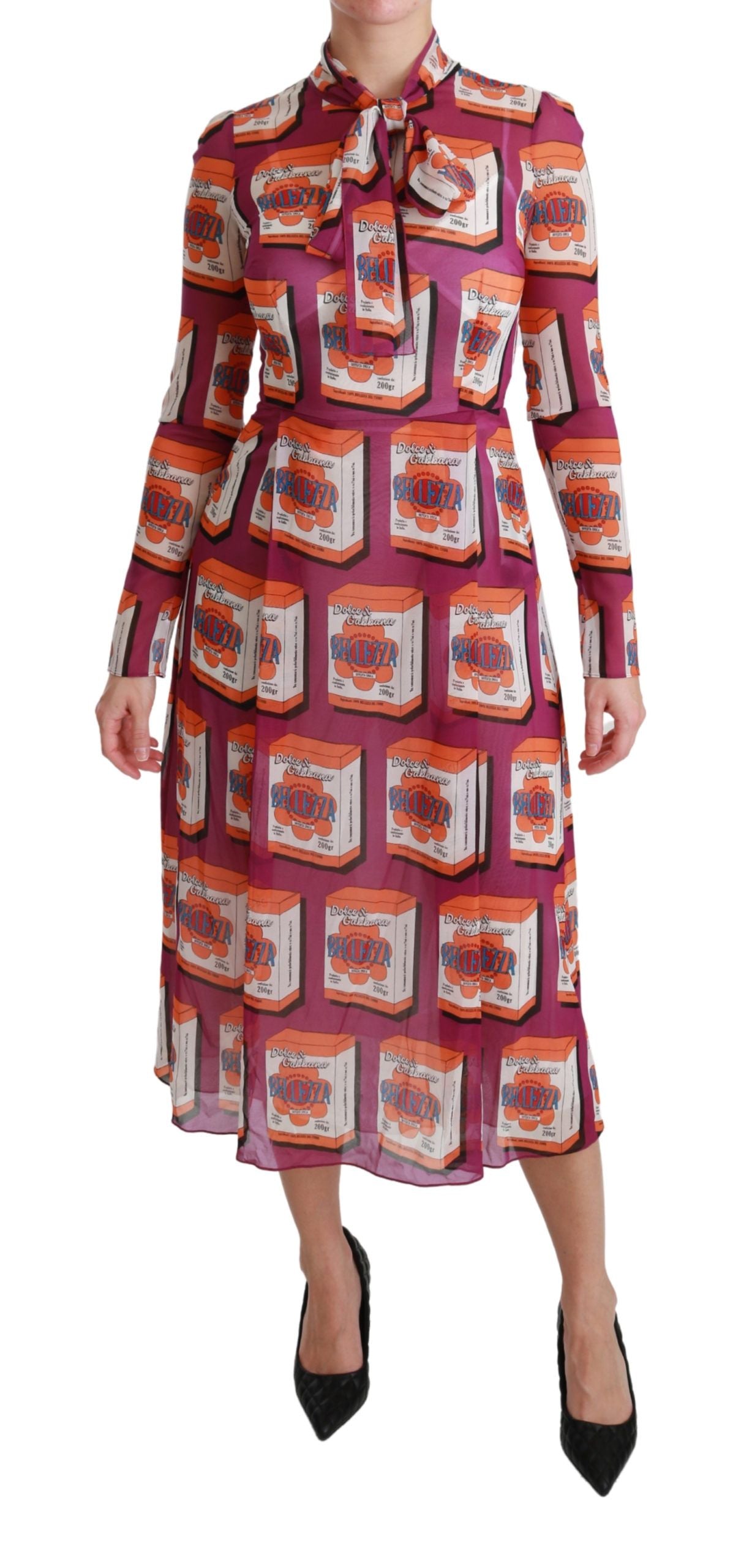 Dolce &amp; Gabbana Elegantes Seiden-Maxikleid mit Bellezza-Print