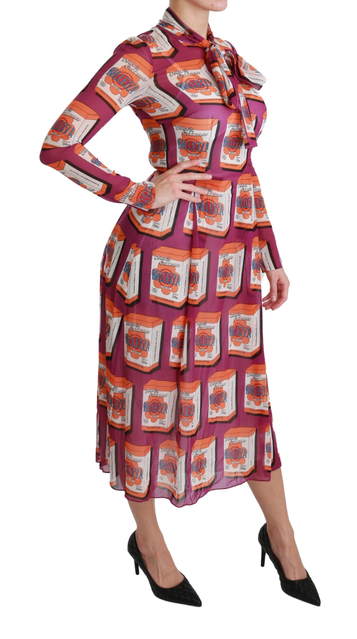 Dolce &amp; Gabbana Elegantes Seiden-Maxikleid mit Bellezza-Print