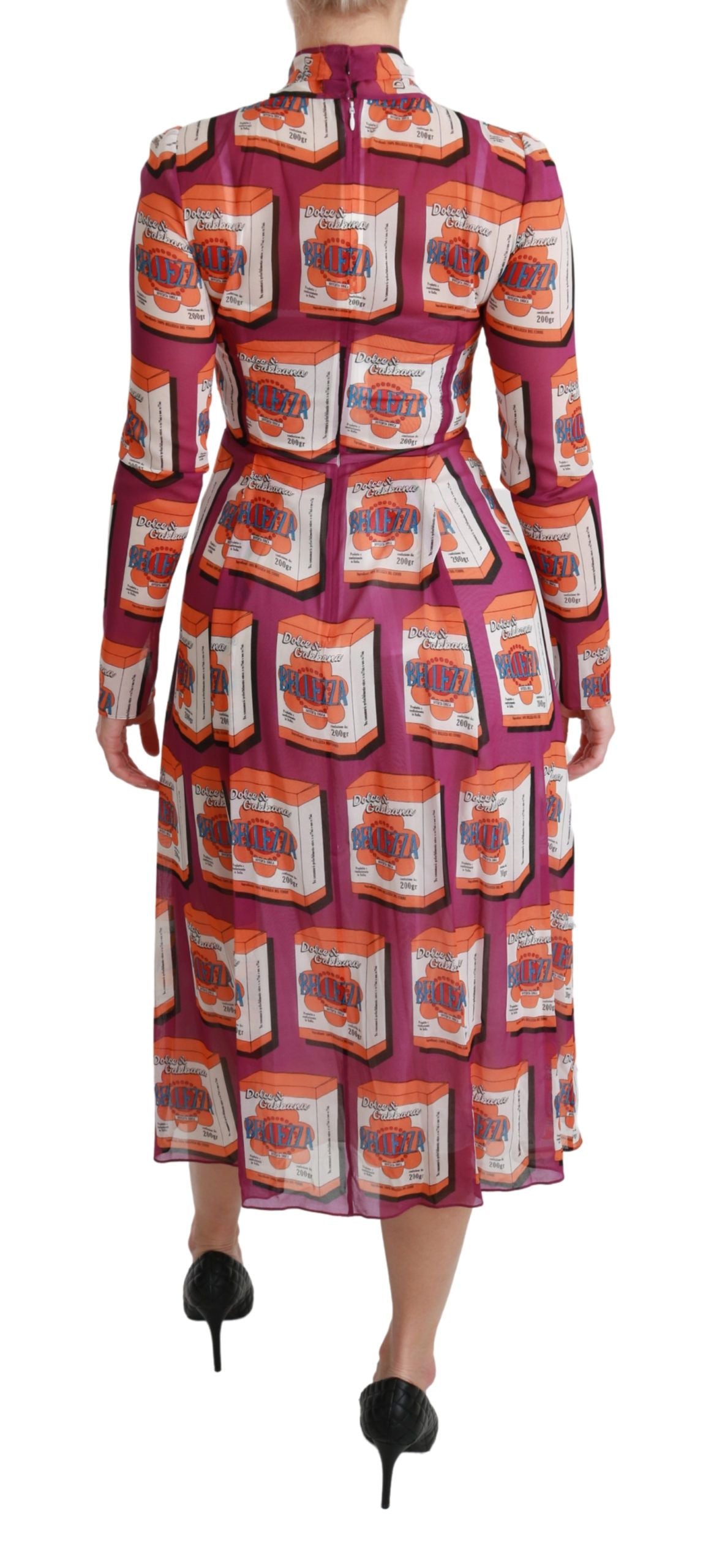 Dolce &amp; Gabbana Elegantes Seiden-Maxikleid mit Bellezza-Print