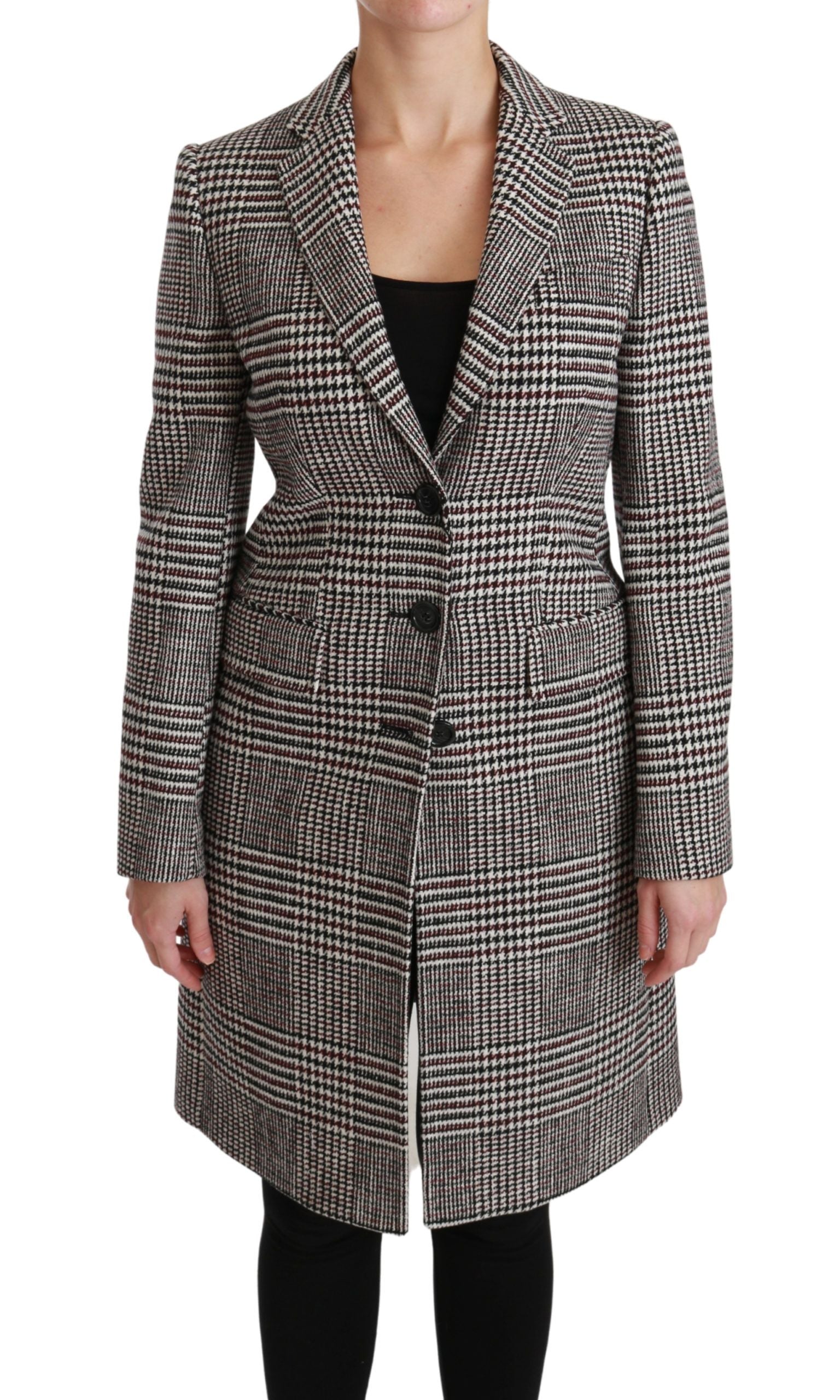 Dolce &amp; Gabbana Eleganter, mehrfarbig karierter, knielanger Jackenmantel