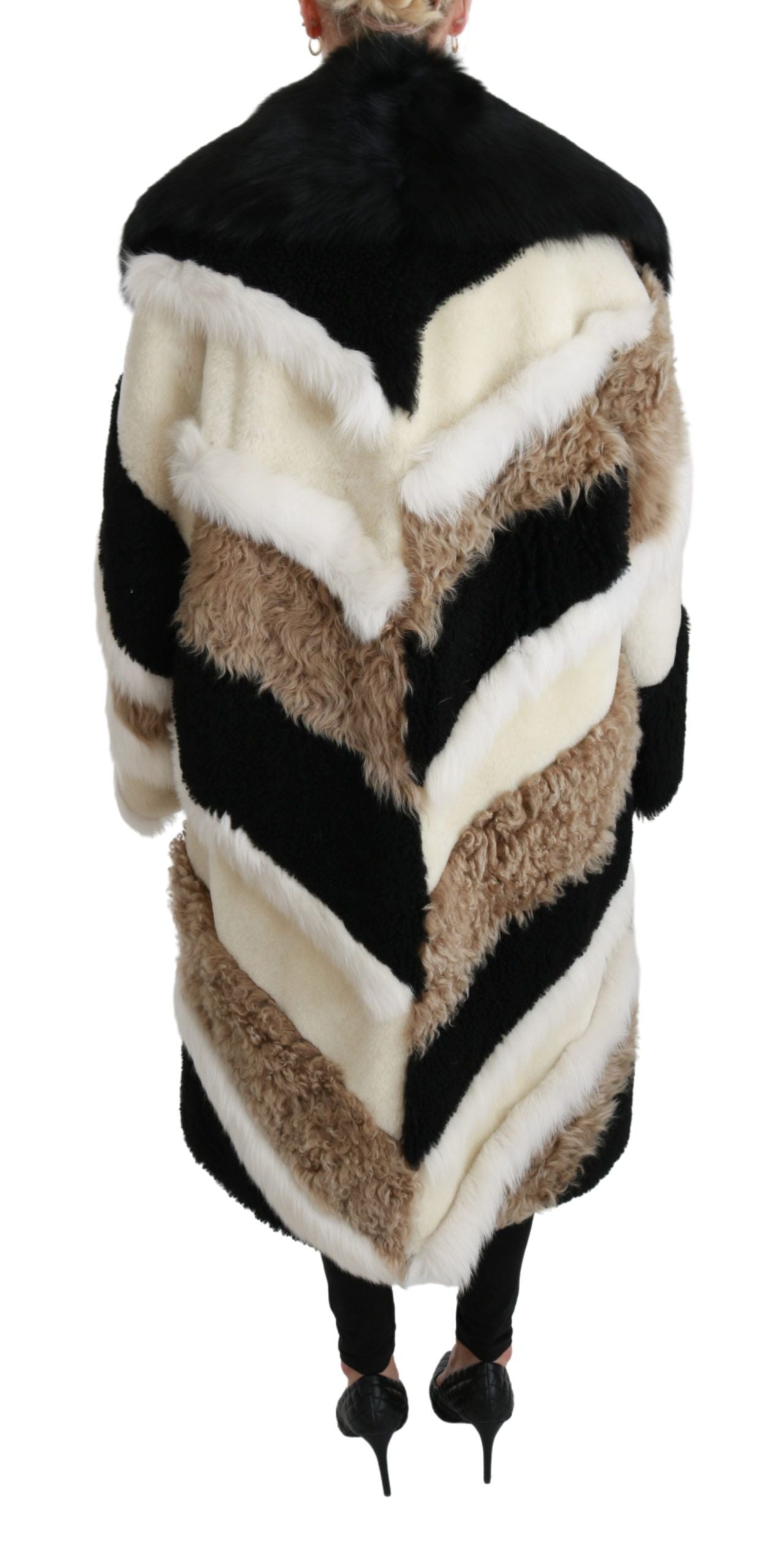 Dolce &amp; Gabbana Eleganter mehrfarbiger Shearling-Cape-Mantel