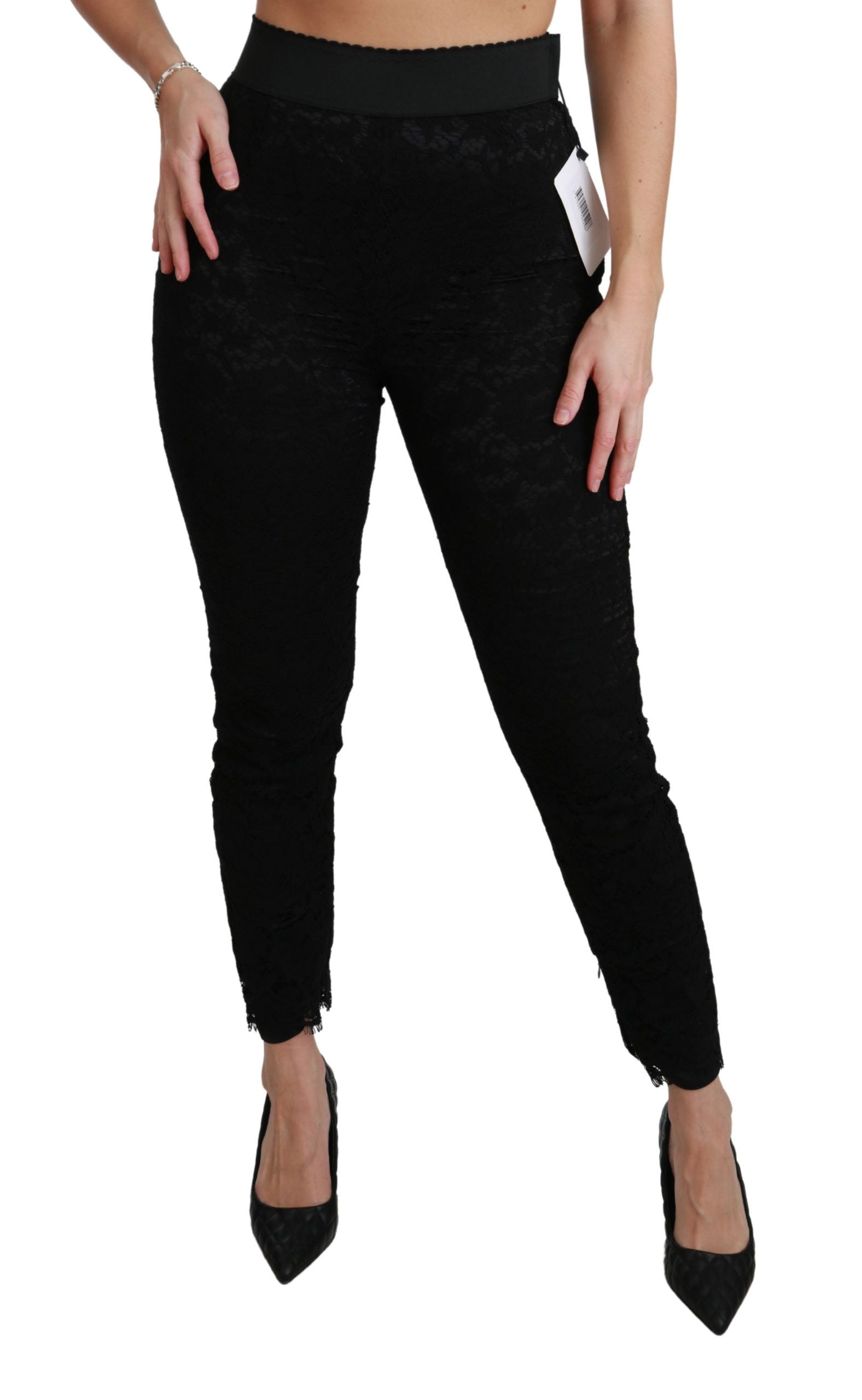 Dolce &amp; Gabbana Elegante High Waist Spitzenhose