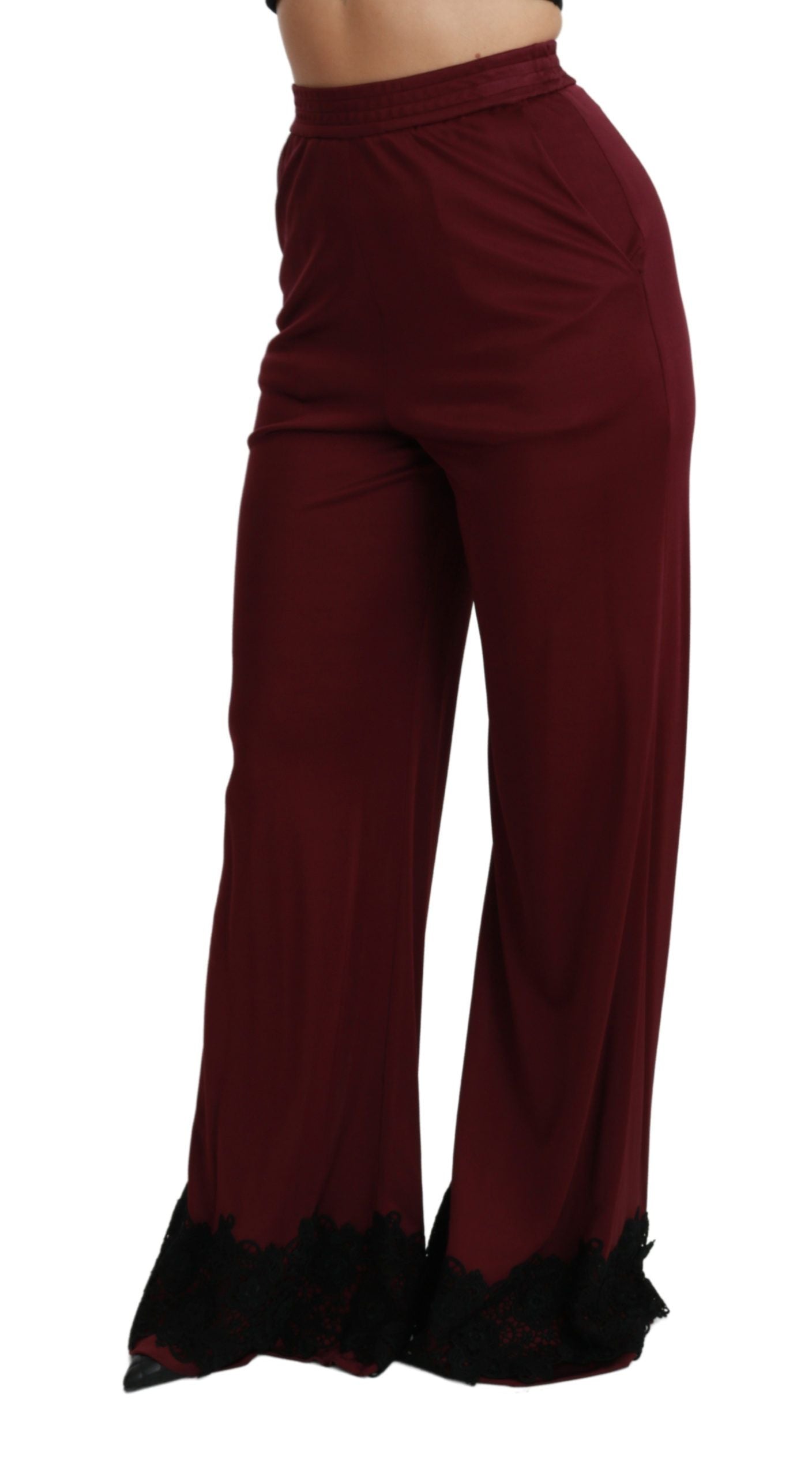 Dolce &amp; Gabbana – Elegante kastanienbraune Hose mit hoher Taille und weitem Bein