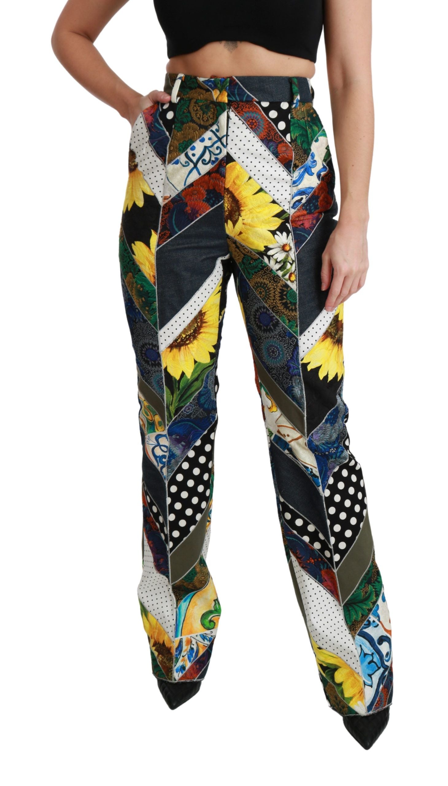 Dolce &amp; Gabbana Elegante, mehrfarbige, gerade Hose mit hoher Taille