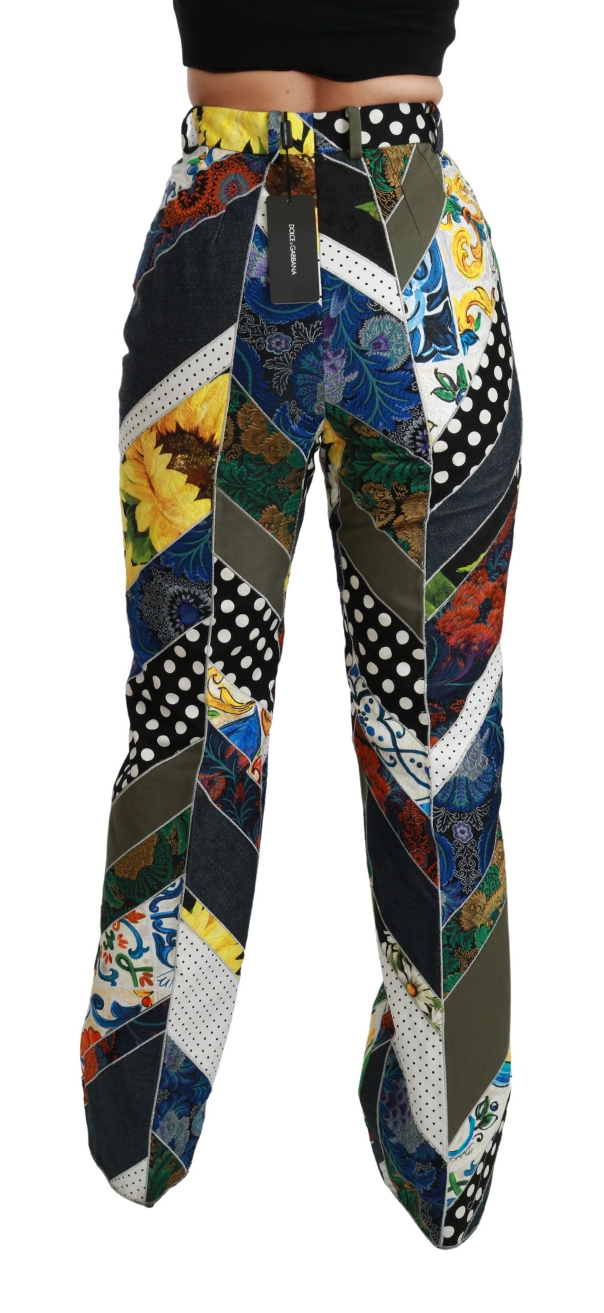 Dolce &amp; Gabbana Elegante, mehrfarbige, gerade Hose mit hoher Taille