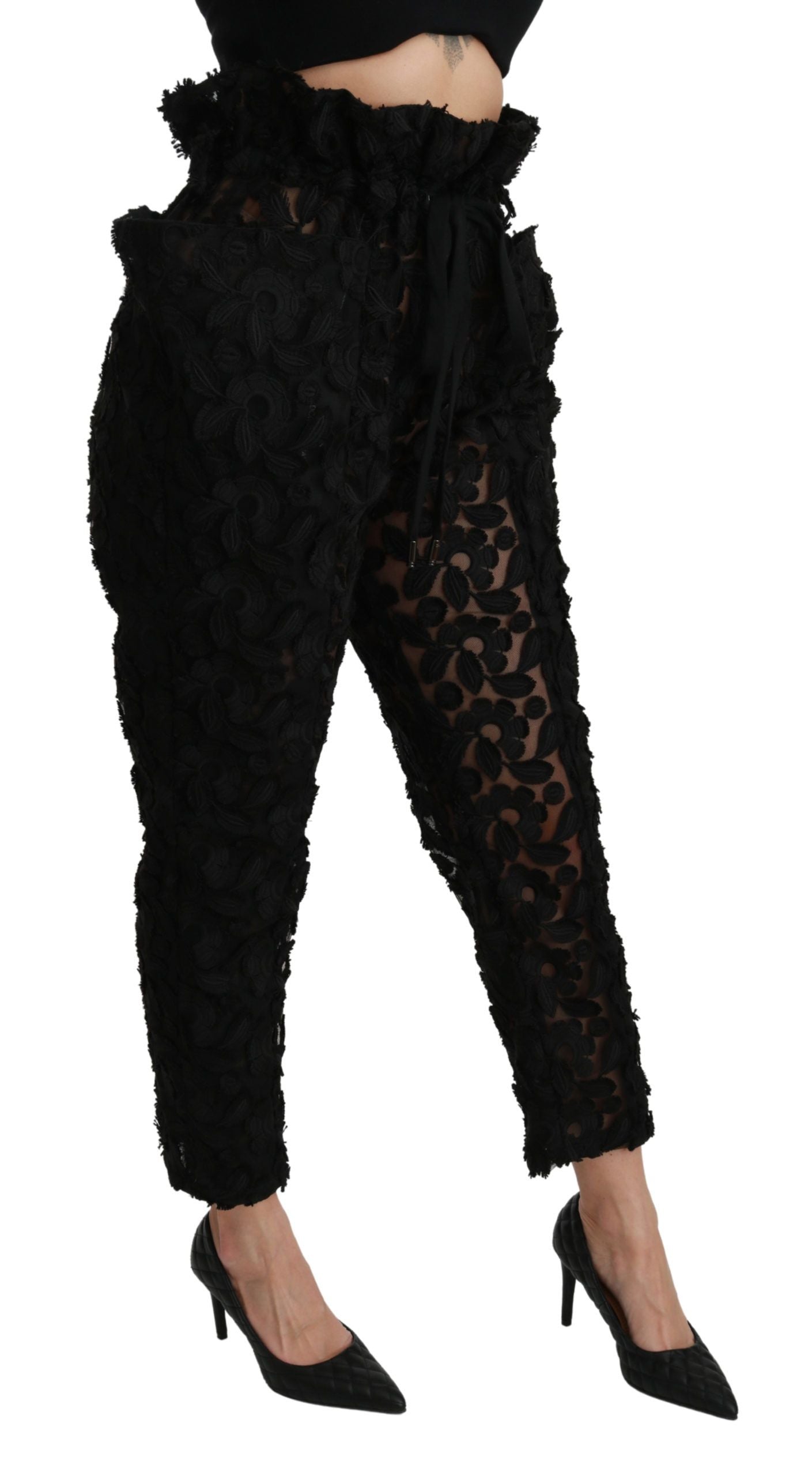 Dolce &amp; Gabbana Schicke konische Spitzenhose mit hoher Taille