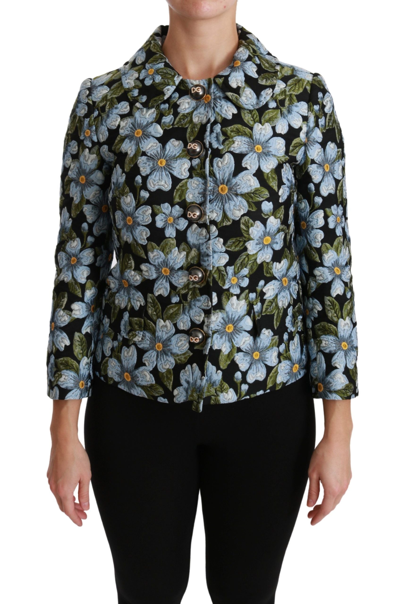 Dolce &amp; Gabbana Eleganter Blazer-Mantel aus Brokat mit Blumenmuster