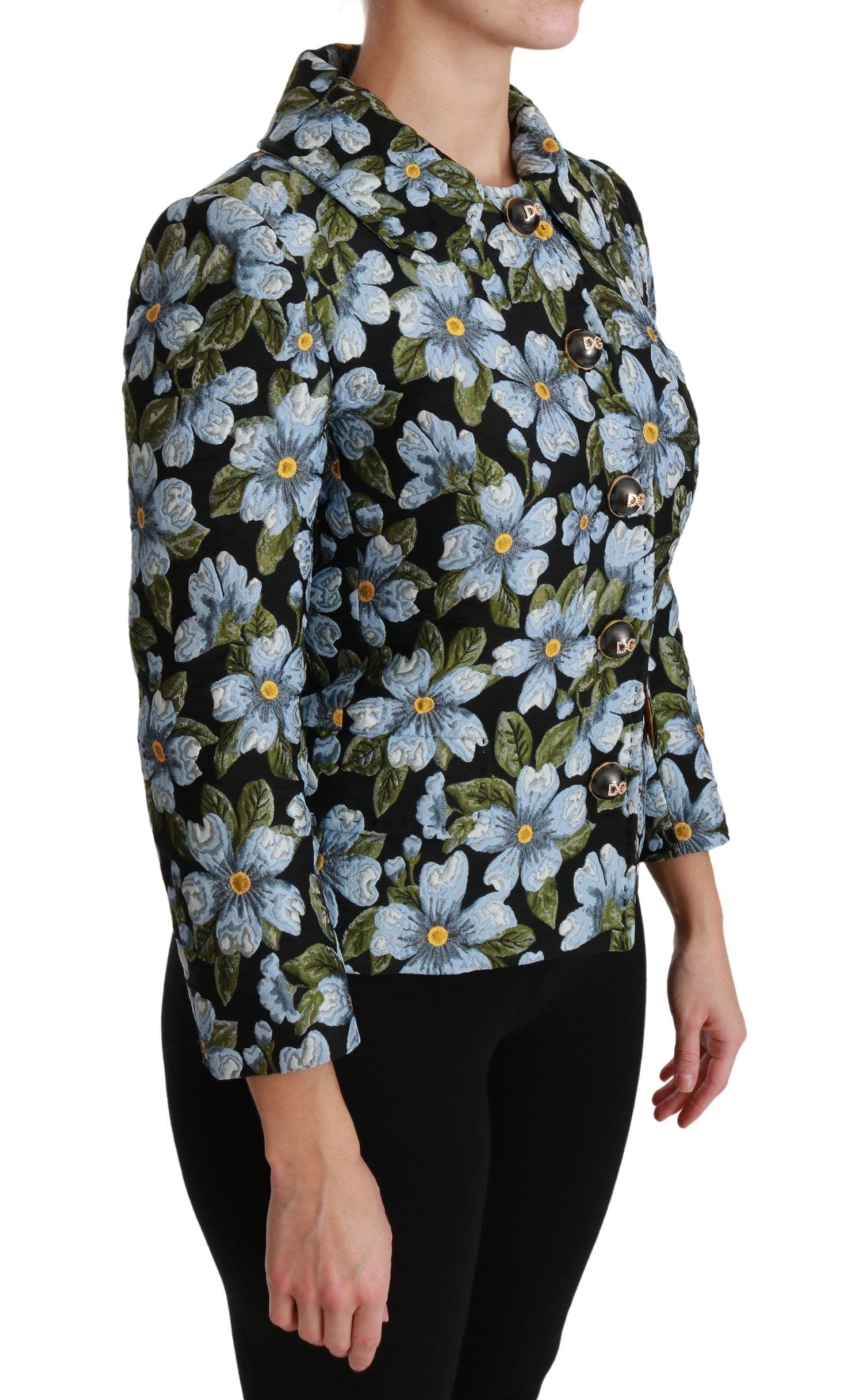 Dolce &amp; Gabbana Eleganter Blazer-Mantel aus Brokat mit Blumenmuster