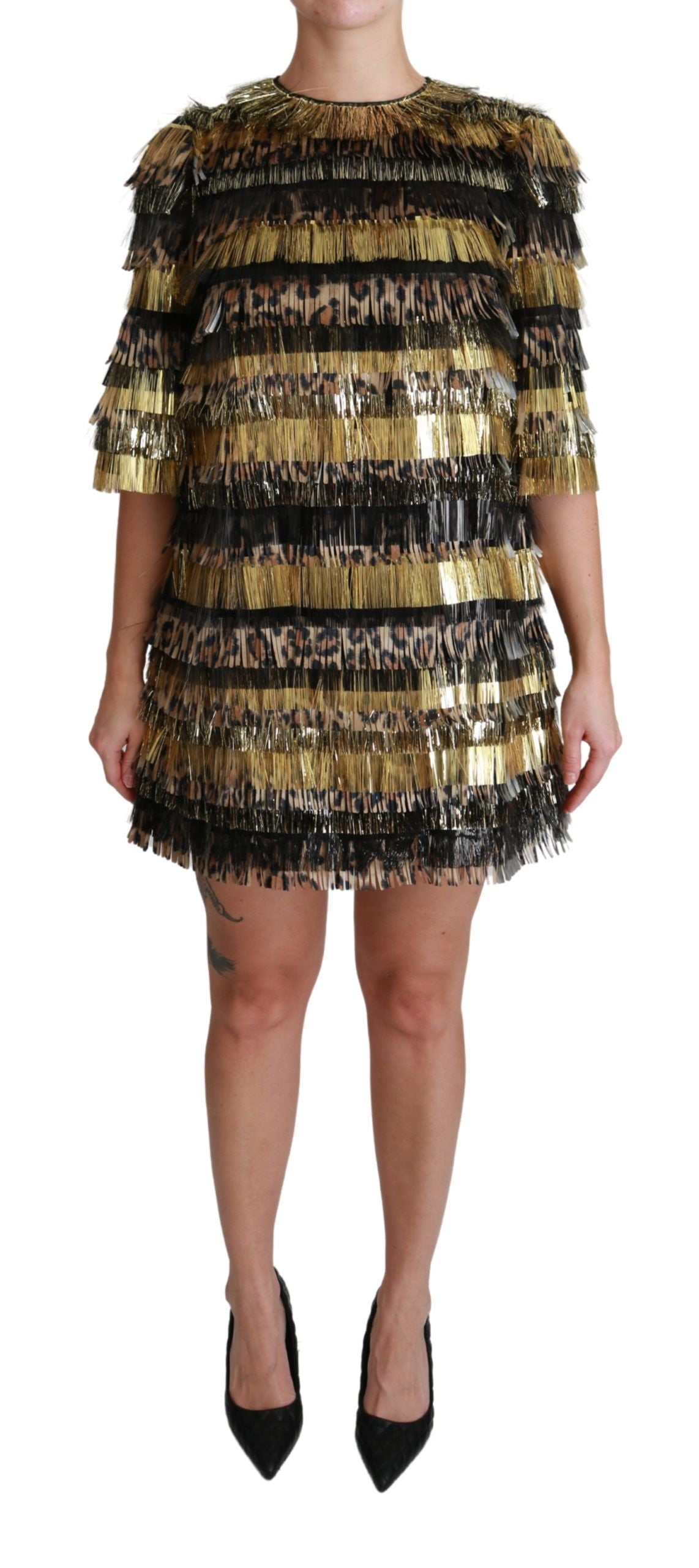 Dolce &amp; Gabbana Elegantes Etui-Minikleid mit Leopardenmuster