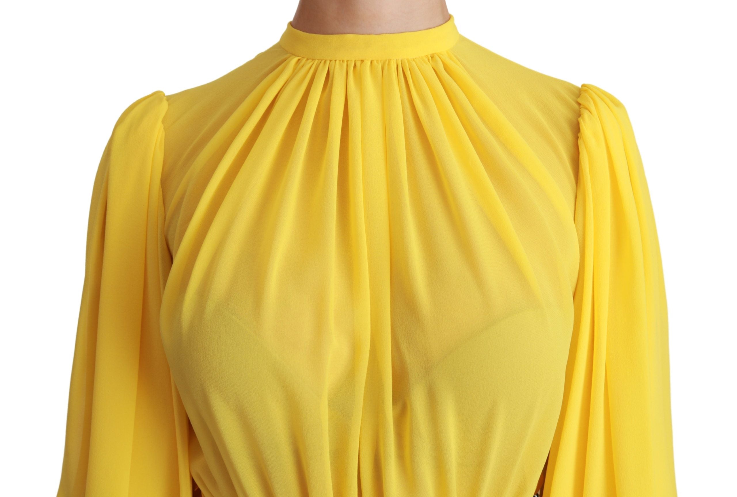 Dolce &amp; Gabbana – Plissiertes Minikleid aus Seide in A-Linie in Sonnengelb